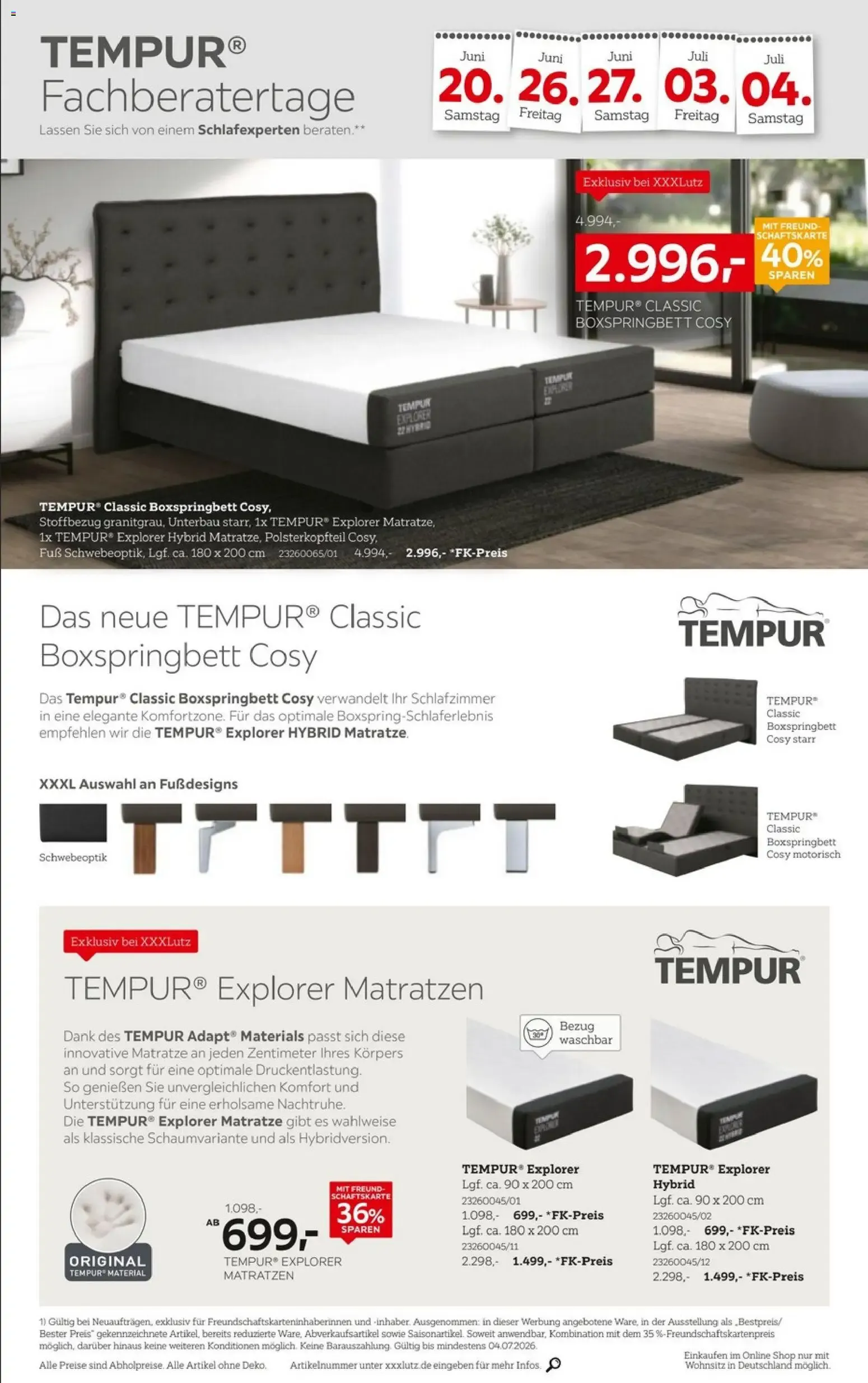 TEMPUR® Fachberatertage von 20. Juni bis 4. Juli 2026 - Prospekt seite 2