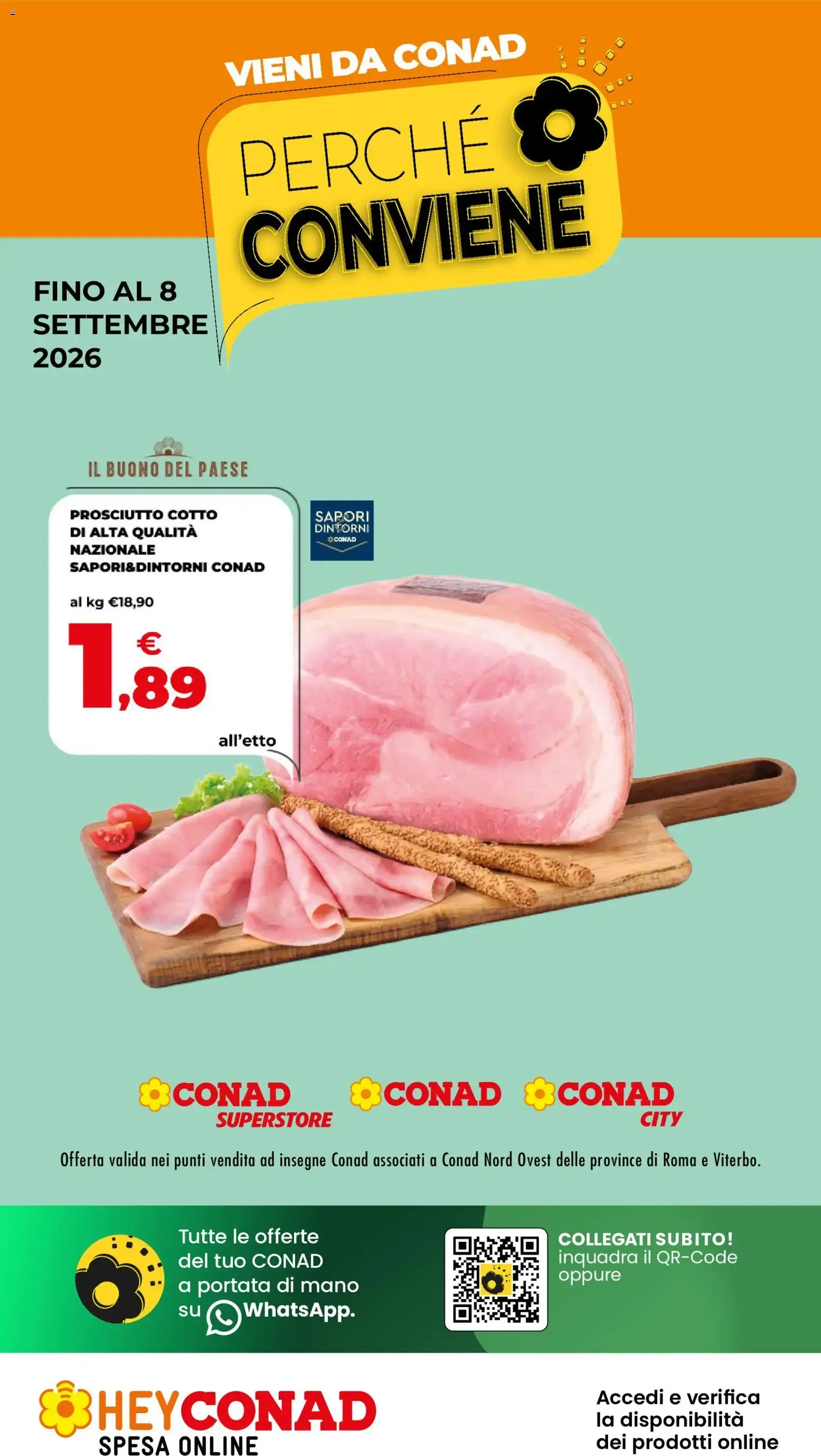 Vieni da Conad Perché Conviene da 26 agosto a 8 settembre di 2026 - Pagina del volantino 1
