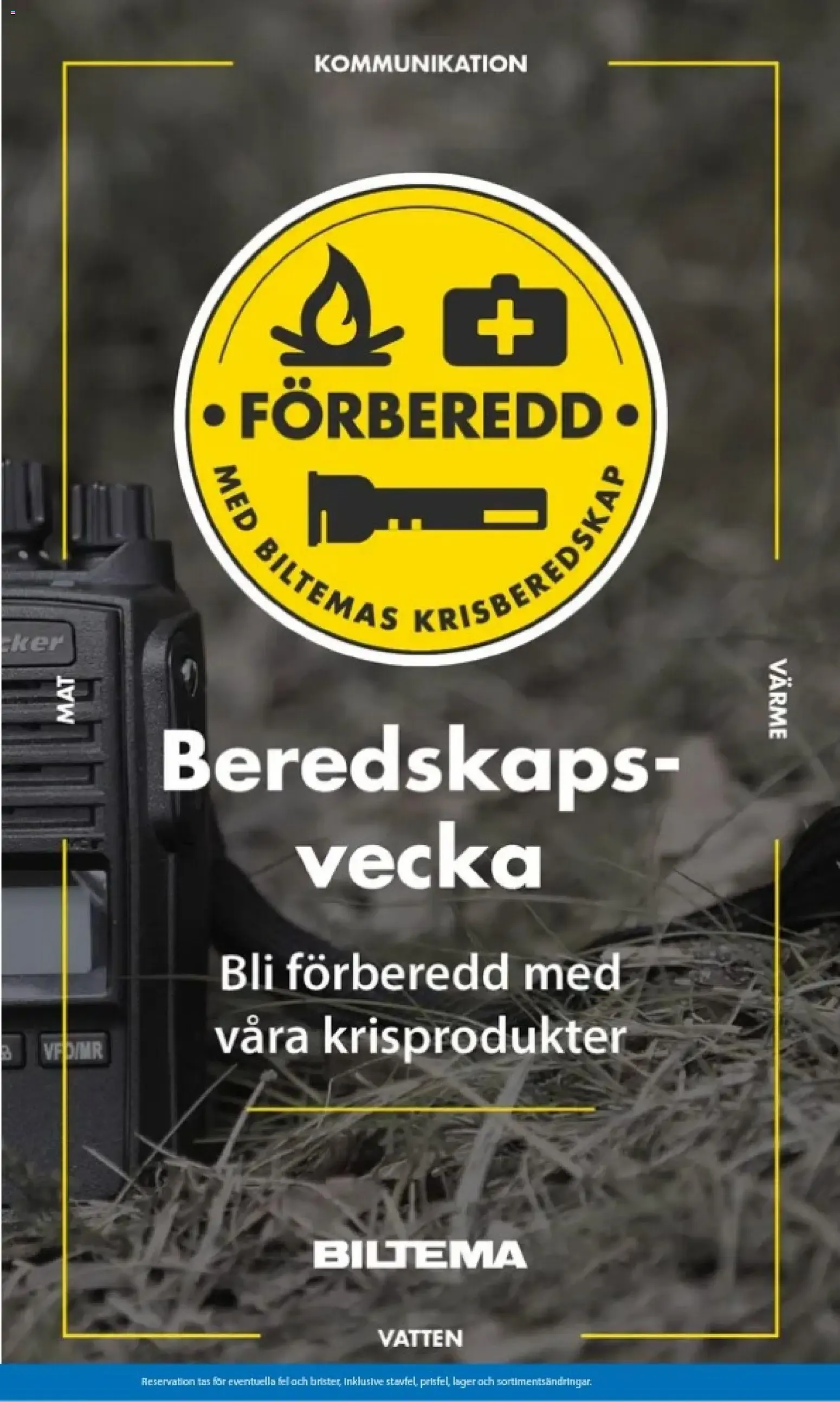 Biltema: Beredskapsvecka. Bli förberedd med våra krisprodukter. från 20 september till 15 oktober 2026 - Reklamblad sidor 1
