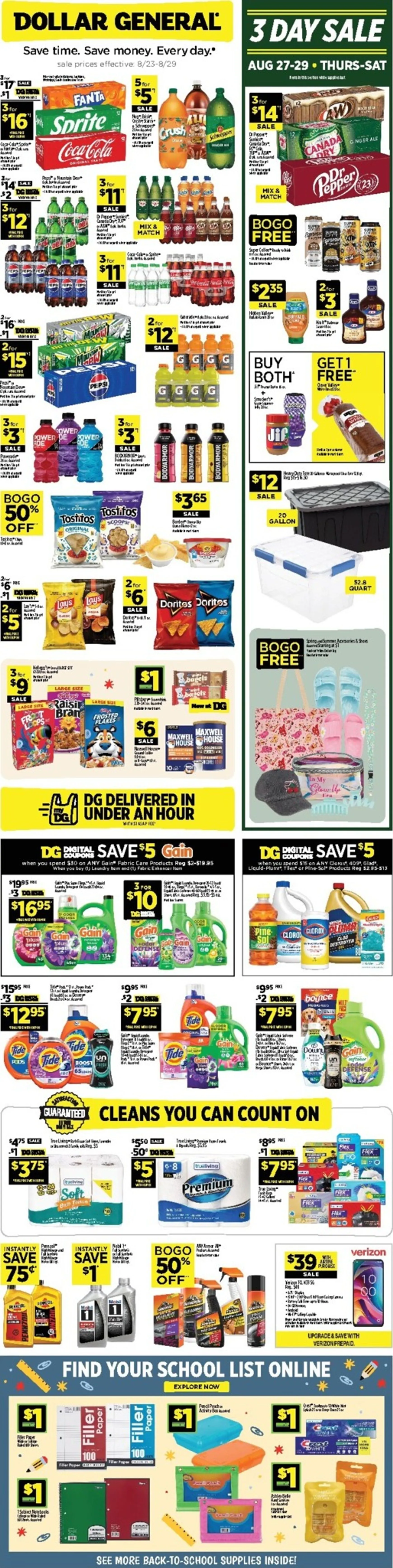 Weekly ad DOLLAR GENERAL - 3 DAY SALE from August 23 to August 29 2026 - Page 1