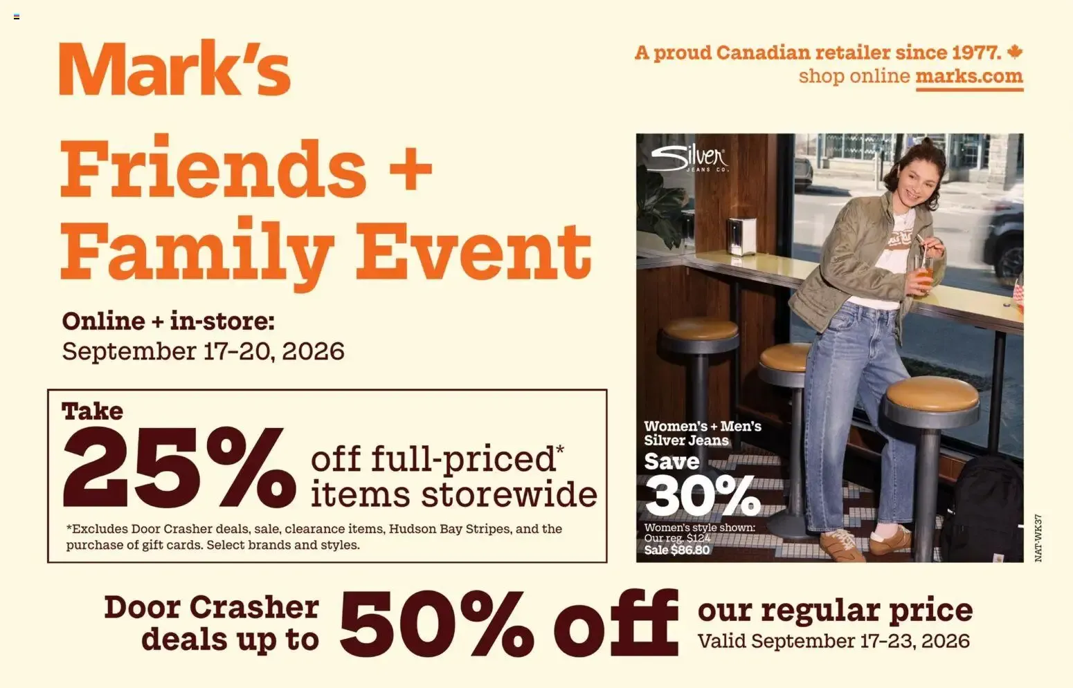 Mark's Friends + Family Event from September 17 to September 23 2026 - flyer page 1