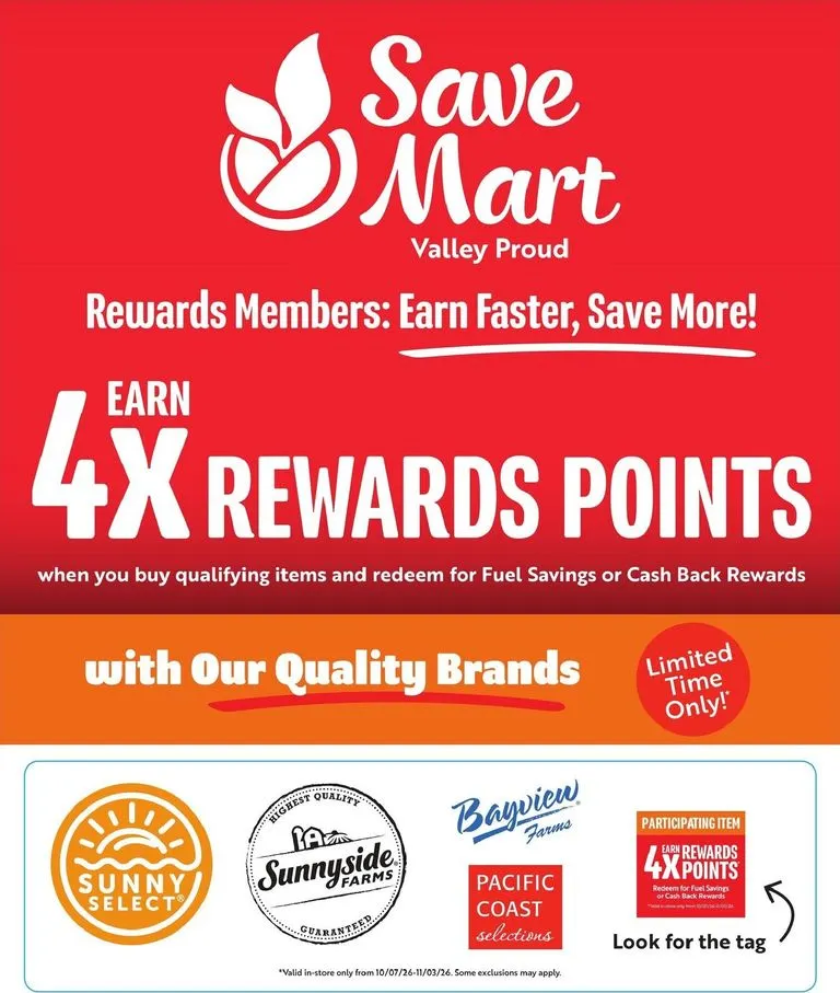 Weekly ad Current Save Mart - Rewards Points leaflet valid from Wednesday 10/07/2026 to Tuesday 11/03/2026 from October 7 to November 3 2026 - Page 1