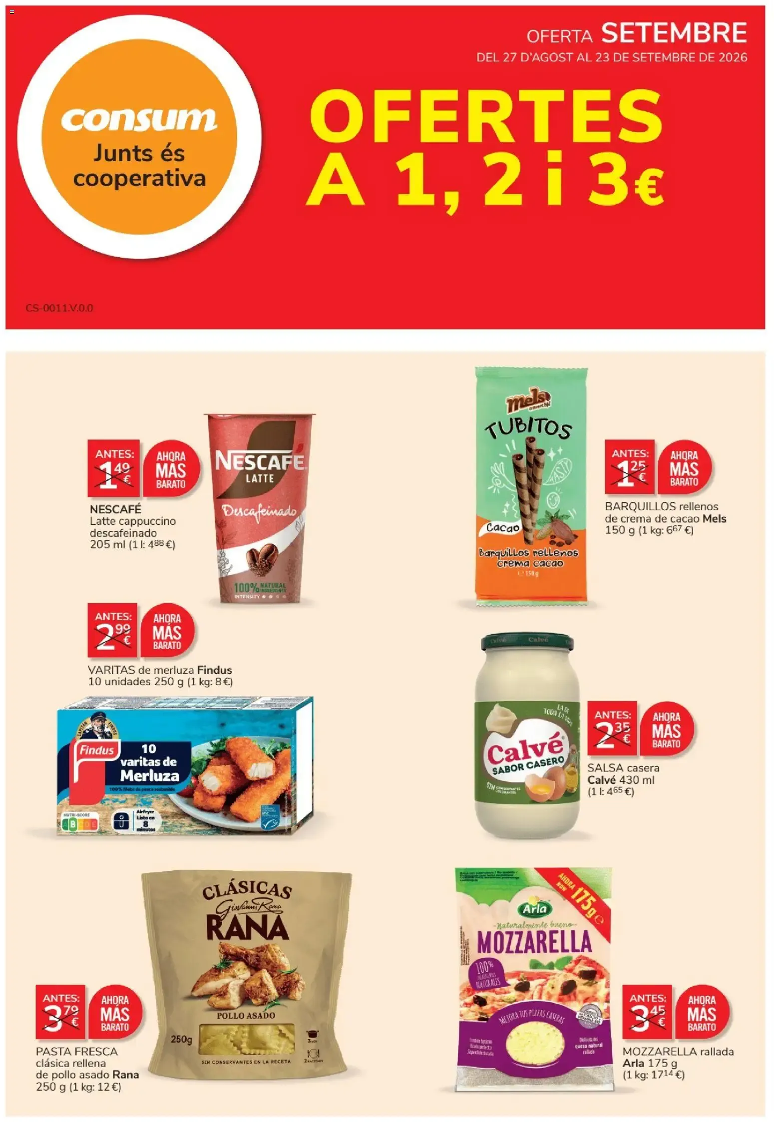 Catálogo de Consum: Oferta Setembre. Ofertas a 1, 2 y 3€. 27 de agosto al 23 de septiembre 2026 - Página 1