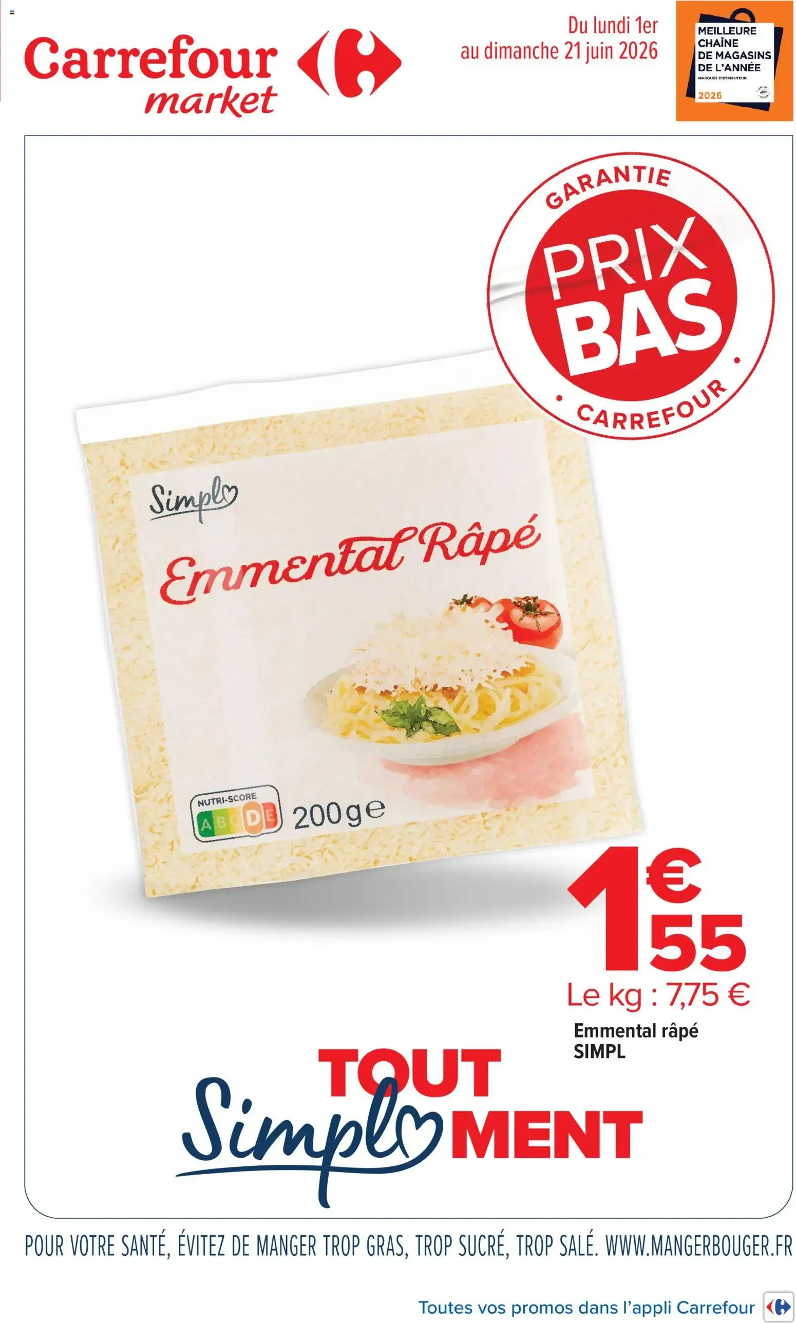 Carrefour Market Garantie prix bas-tout simpl'ment à partir du 01/06/2026 - promo en ligne du 1 juin au 21 juin 2026 - Catalogue page 1