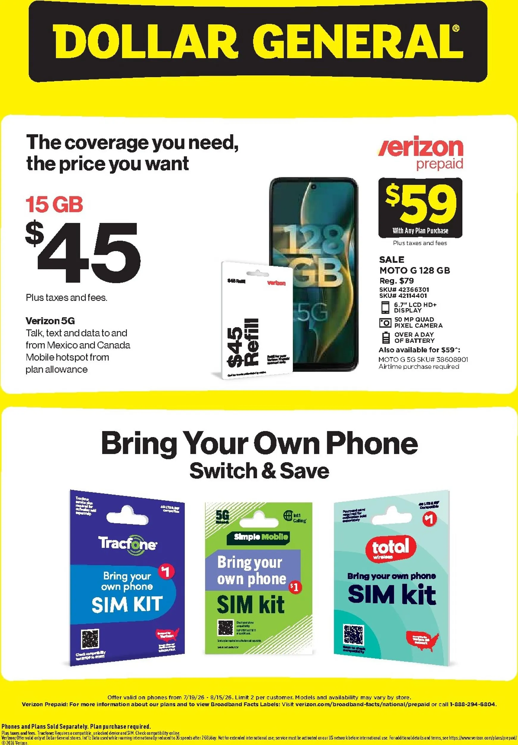 Weekly ad Current Dollar General - Wireless Deals leaflet valid from Sunday 07/19/2026 to Saturday 08/15/2026 from July 19 to August 15 2026 - Page 2