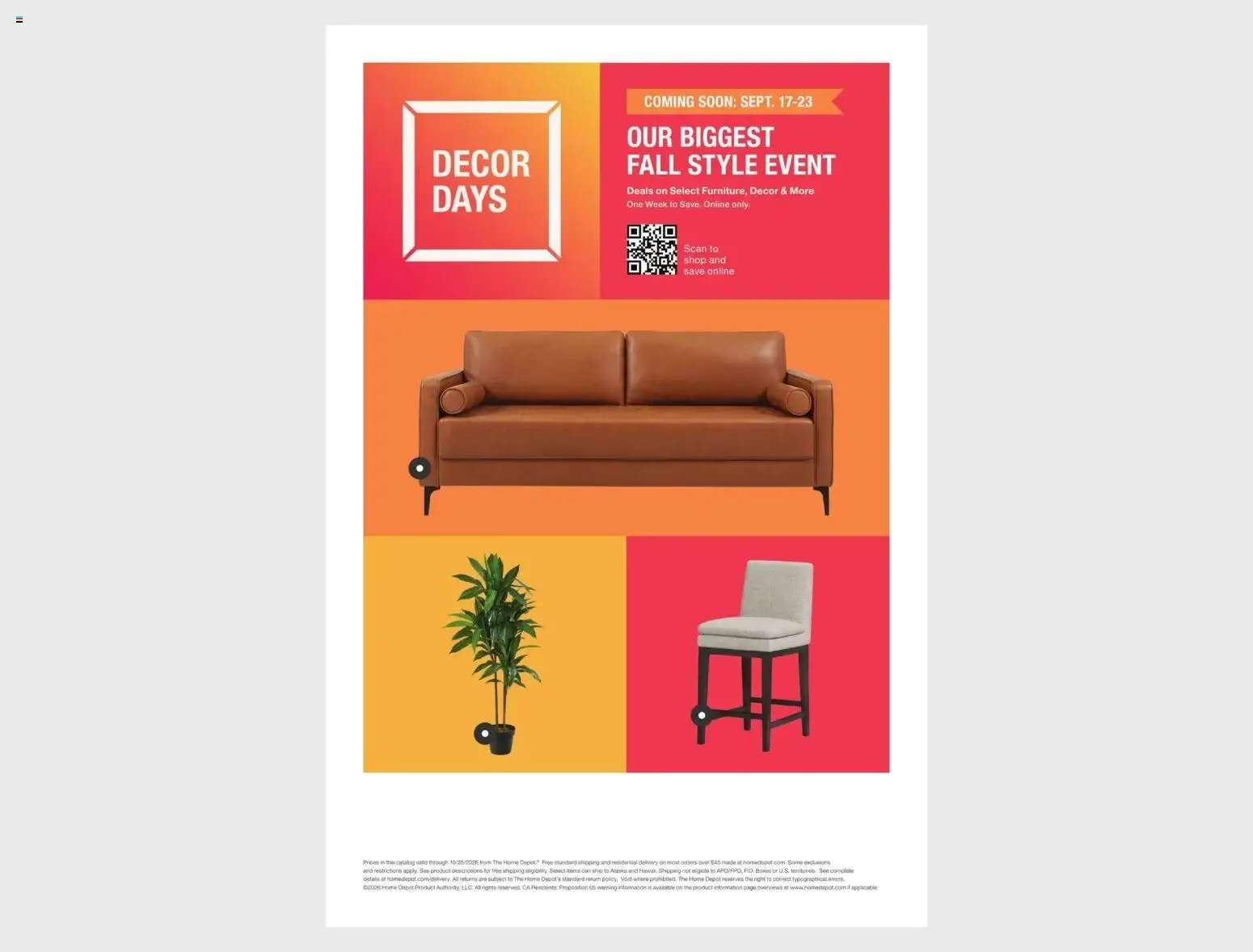Weekly ad Home Depot - Curated & Comfortable - Hasta 30% de descuento en muebles y decoración from September 8 to October 25 2026 - Page 46