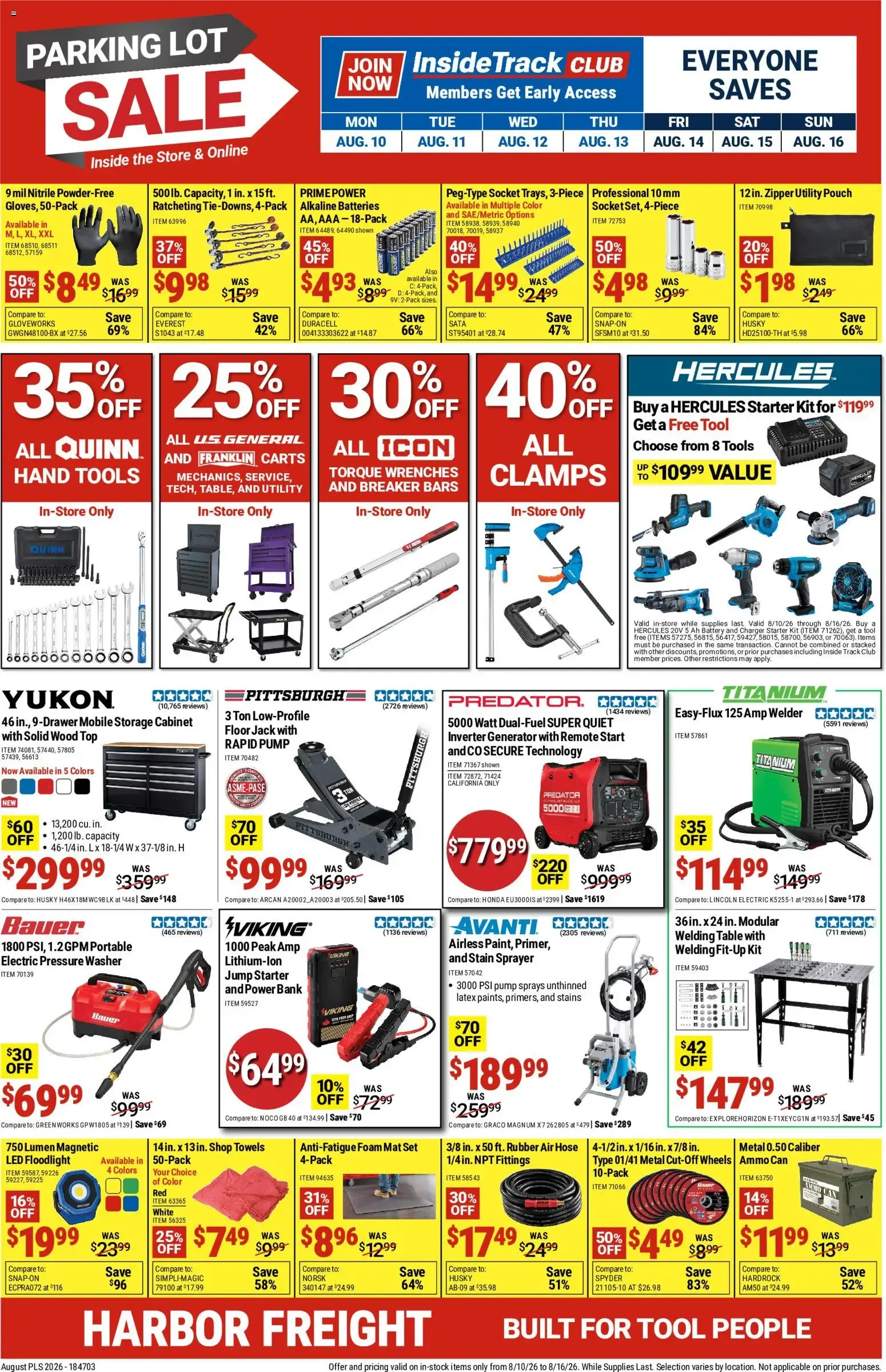 Harbor Freight Parking Lot Sale (08/10 - 08/16 2026) - Flyer