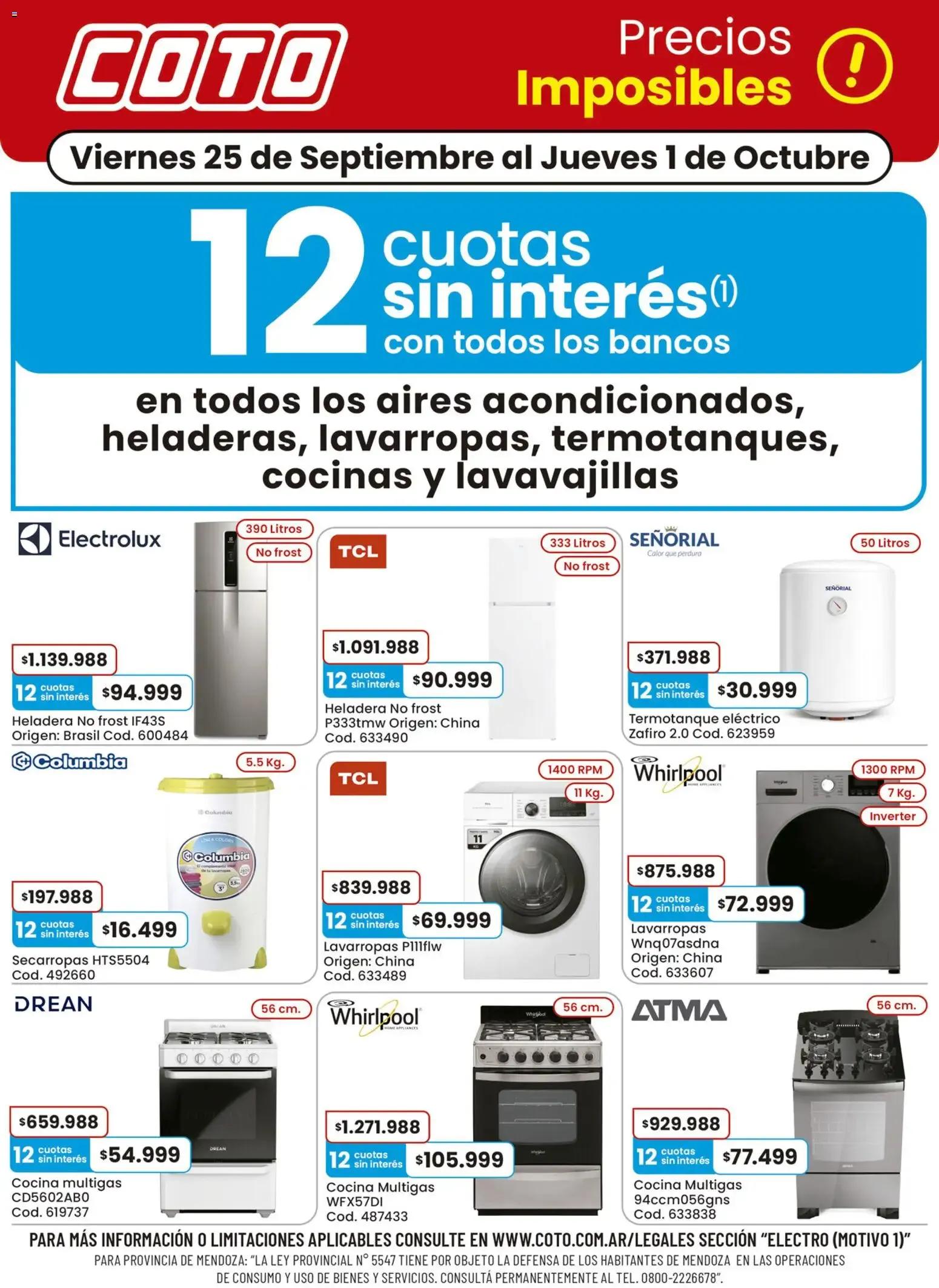 Ofertas de COTO Precios Imposibles! 25 de septiembre al 1 de octubre 2026 - Página 1 del catálogo