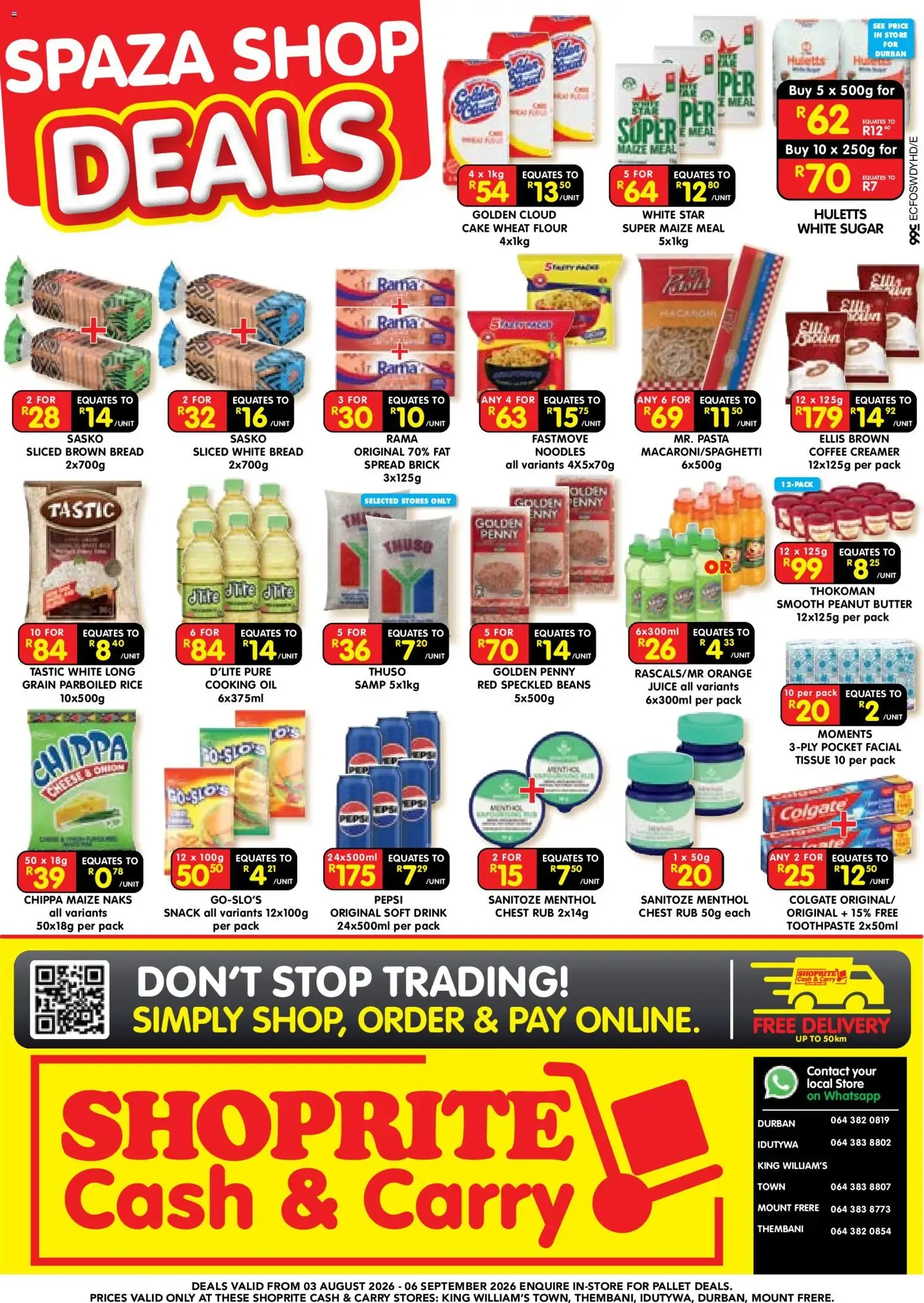 Shoprite - Cash & Carry Spaza Shop Deals Durban & Mount Frere (03/08/2026 - 06/09/2026) → Online Catalogue