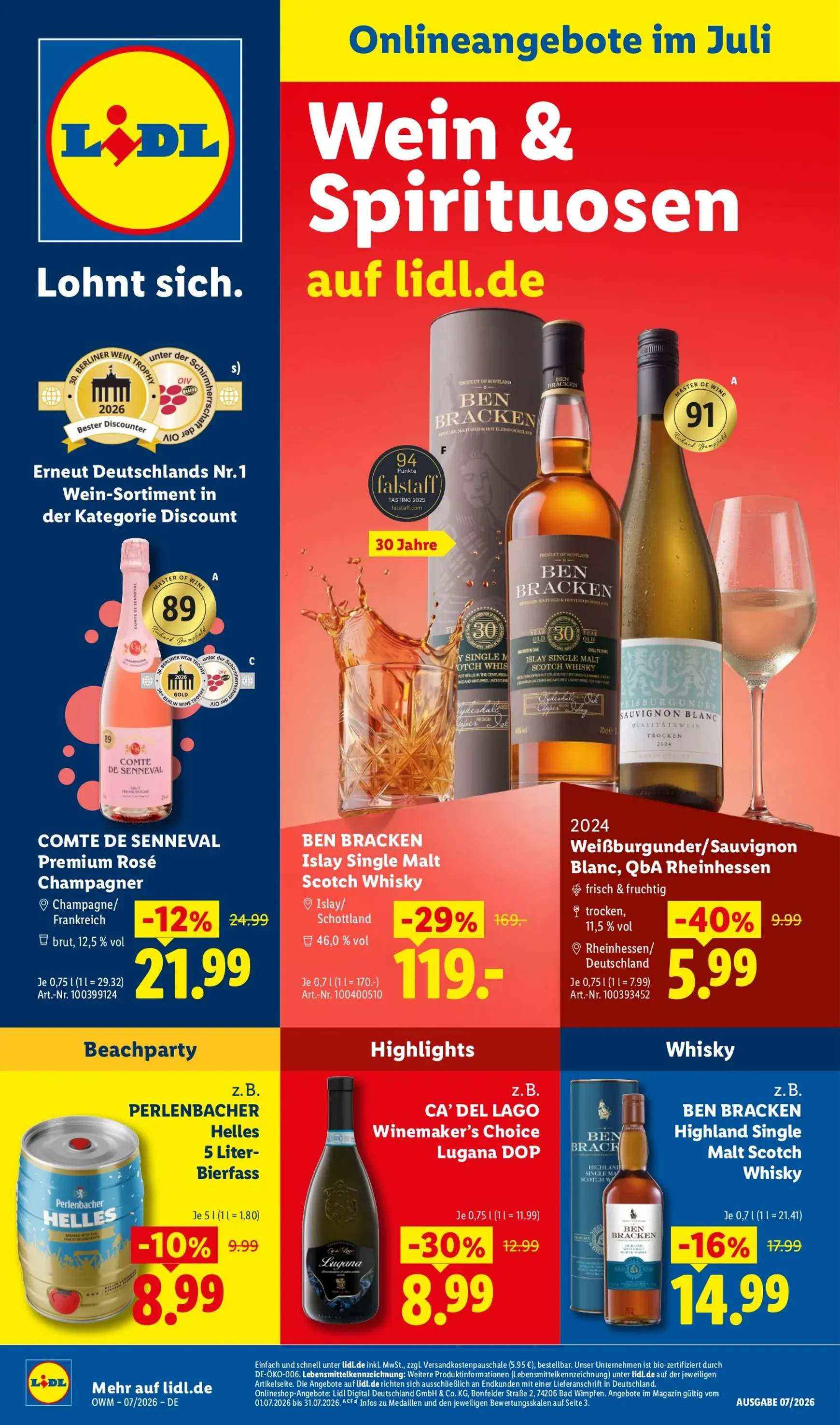Lidl - Wein & Spirituosen Prospekt – von Mittwoch 01.07.2026 bis Freitag 31.07.2026