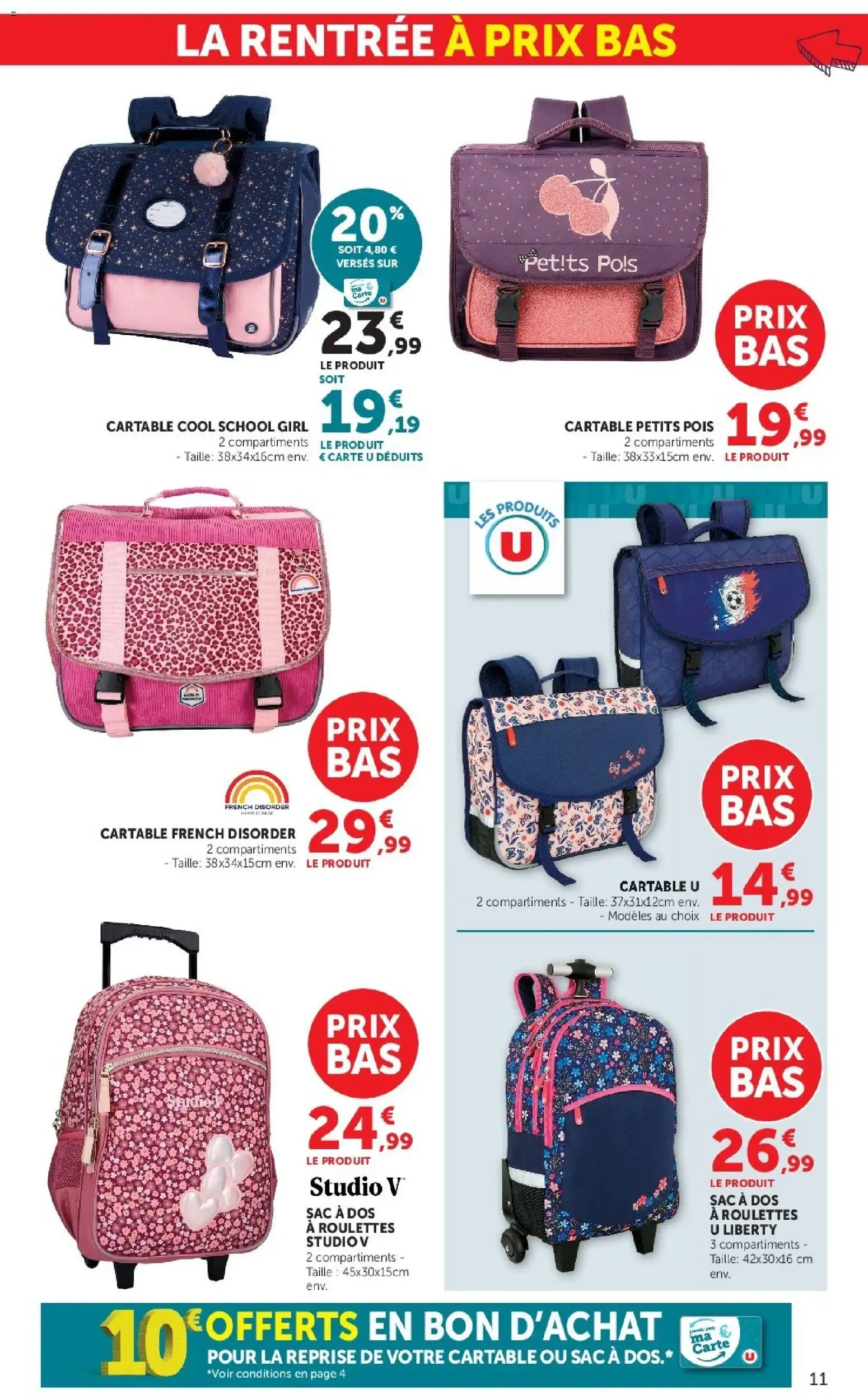 Hyper U - La rentrée à prix bas à partir du 15/07/2026 - promo en ligne du 15 juillet au 9 août 2026 - Catalogue page 11