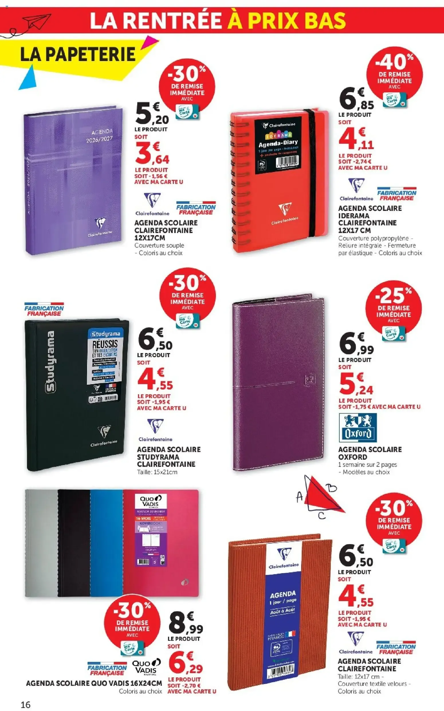 Hyper U - La rentrée à prix bas à partir du 15/07/2026 - promo en ligne du 15 juillet au 9 août 2026 - Catalogue page 16