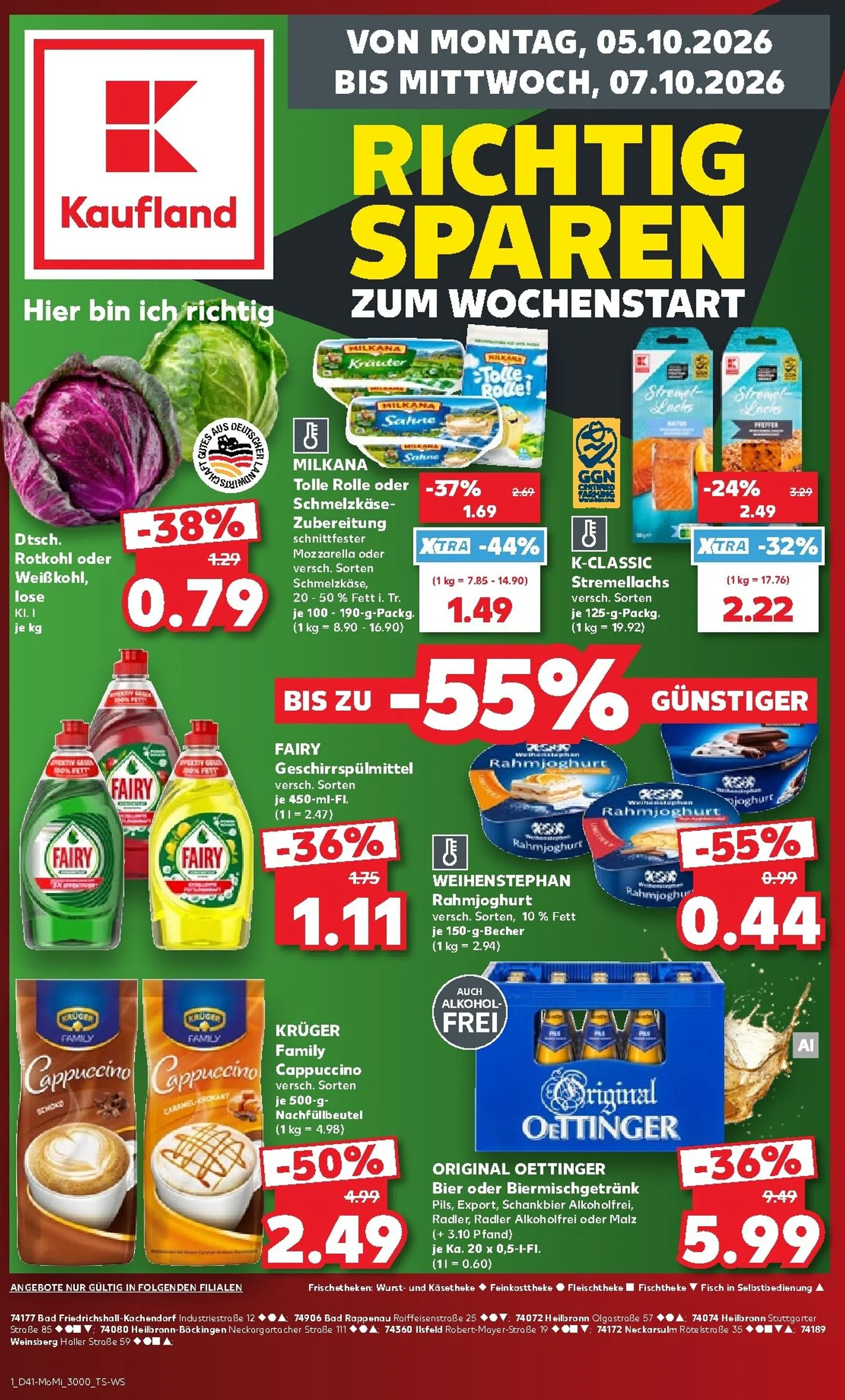 Kaufland Německo - Richtig Sparen Zum Wochenstart Prospekt nächste Woche – von Montag 05.10.2026 bis Mittwoch 07.10.2026 von 5. Oktober bis 7. Oktober 2026 - Prospekt seite 1