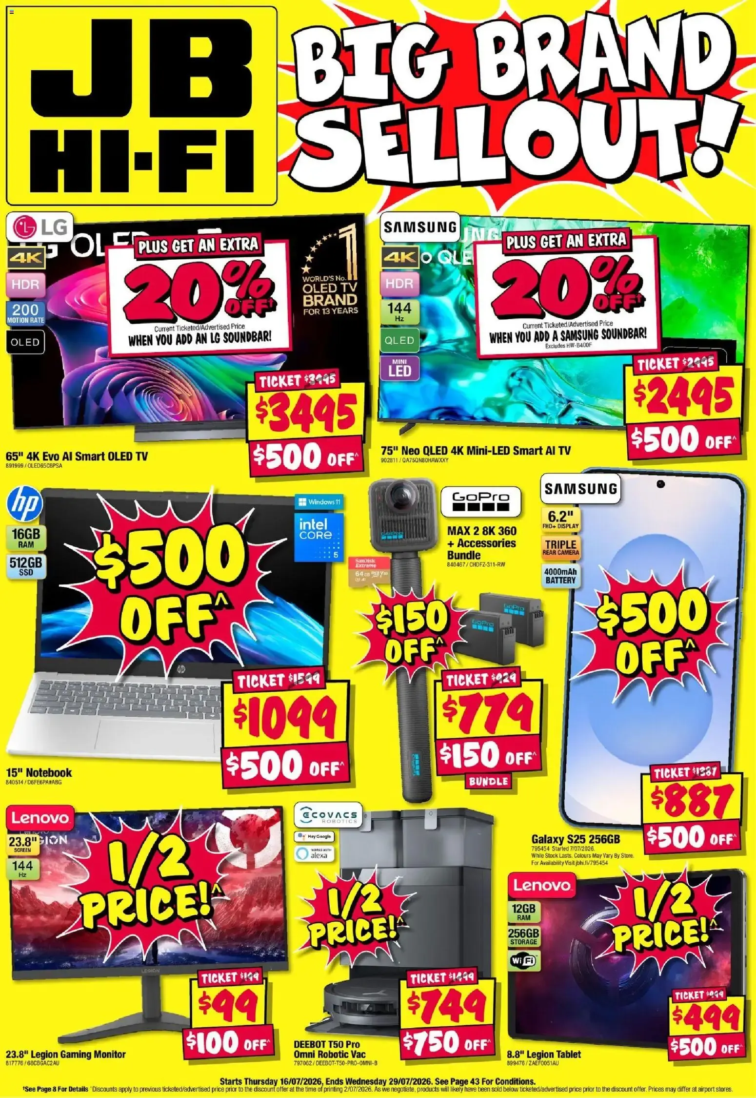 JB HI-FI BIG BRAND SELLOUT! - Catalogue valid from 16 July to 29 July 2026 - page 1