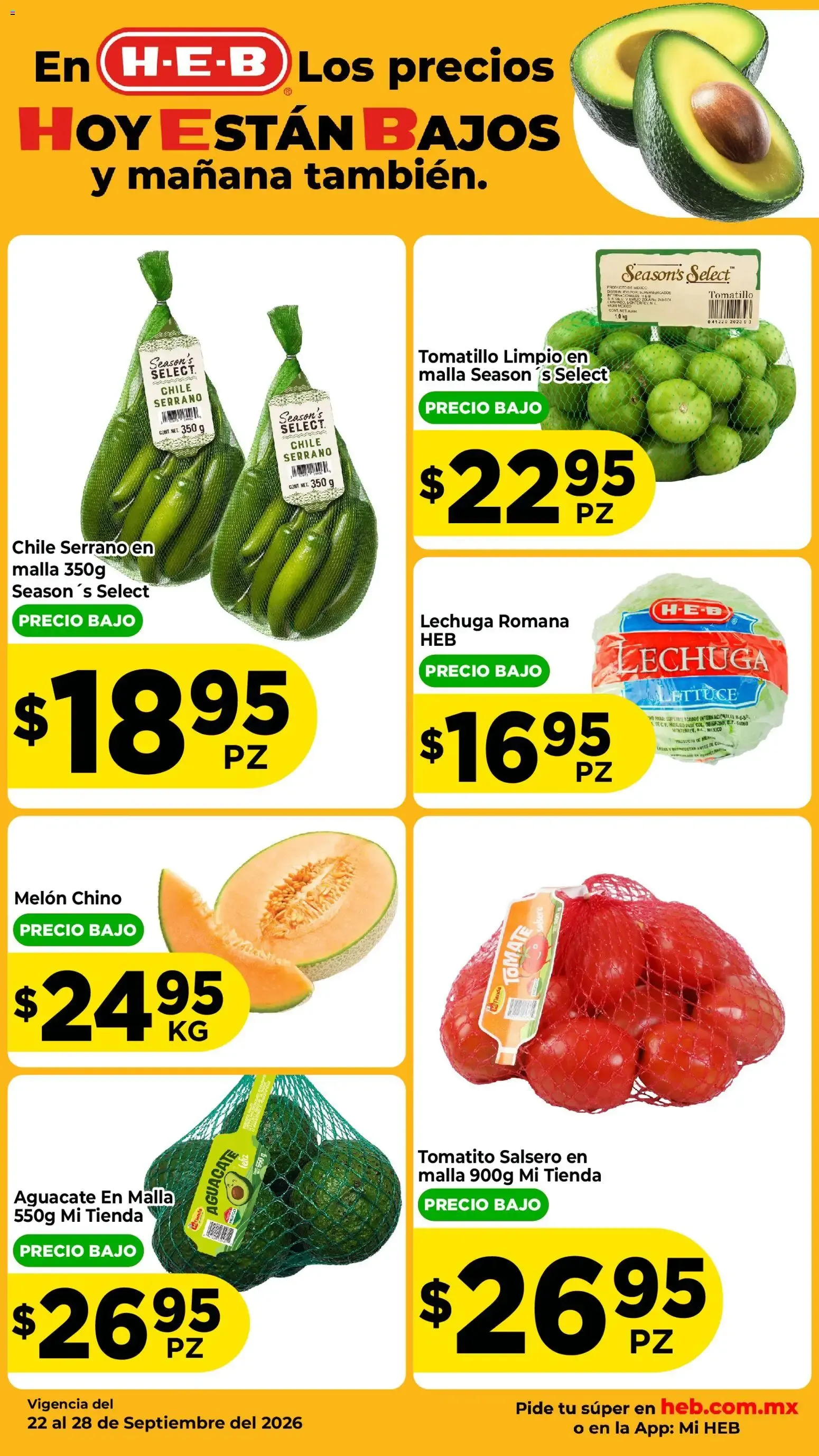 Catálogo de H-E-B folleto Fruta y venduras (22/09/2026 - 24/09/2026) - catálogo en línea 22 de septiembre al 24 de septiembre 2026 - Pagina 2