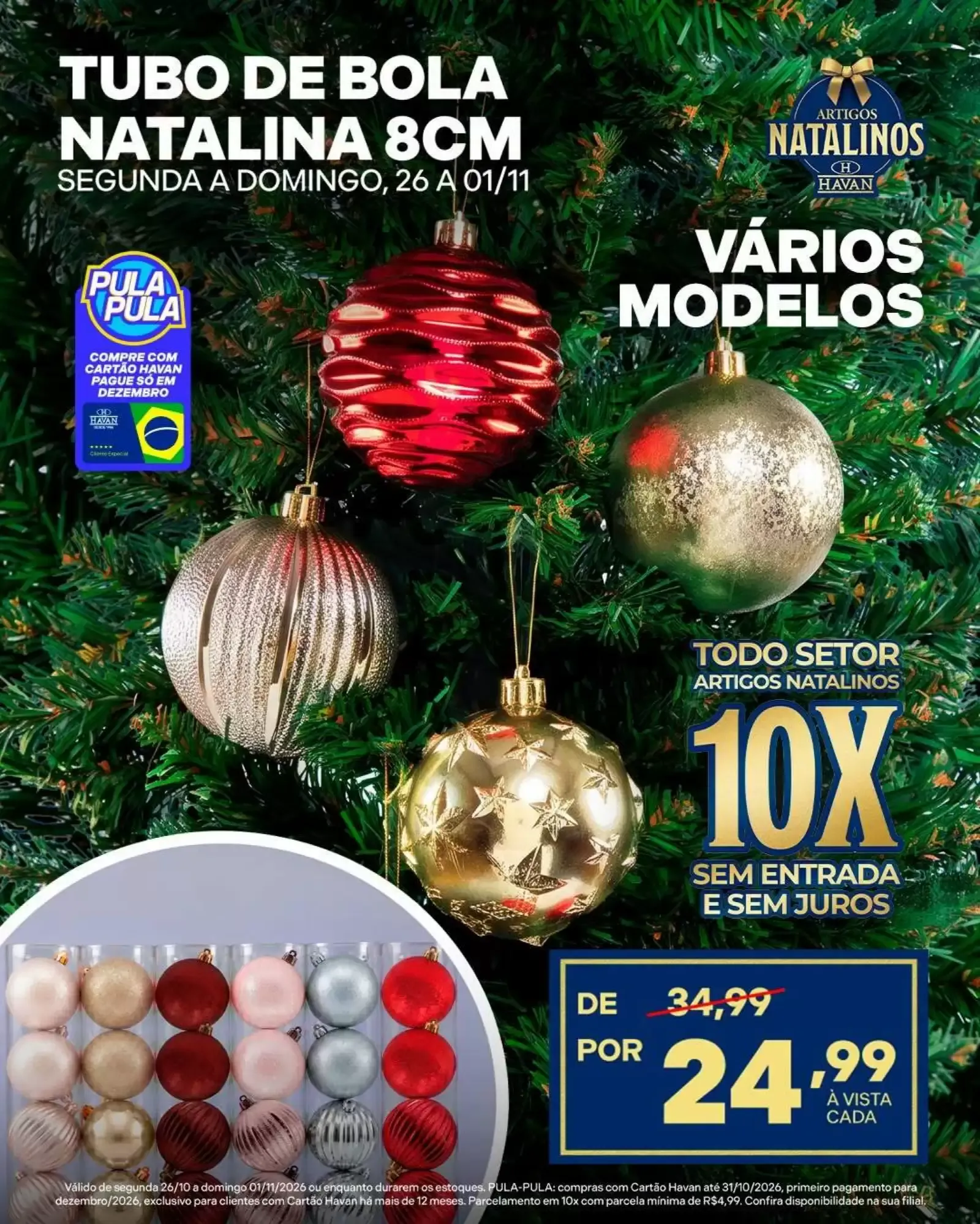 Encarte de Tubo de Bola Natalina 8cm / Artigos Natalinos 26 de outubro até 1 de novembro 2026 - Pagina 1