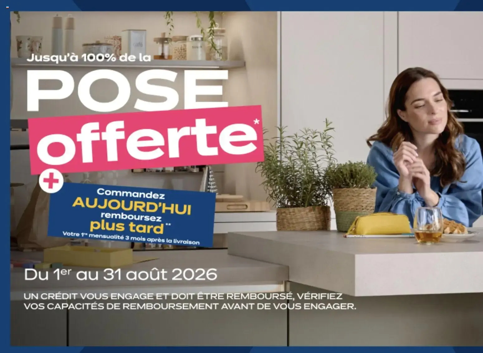 Jusqu'à 100% de la Pose offerte