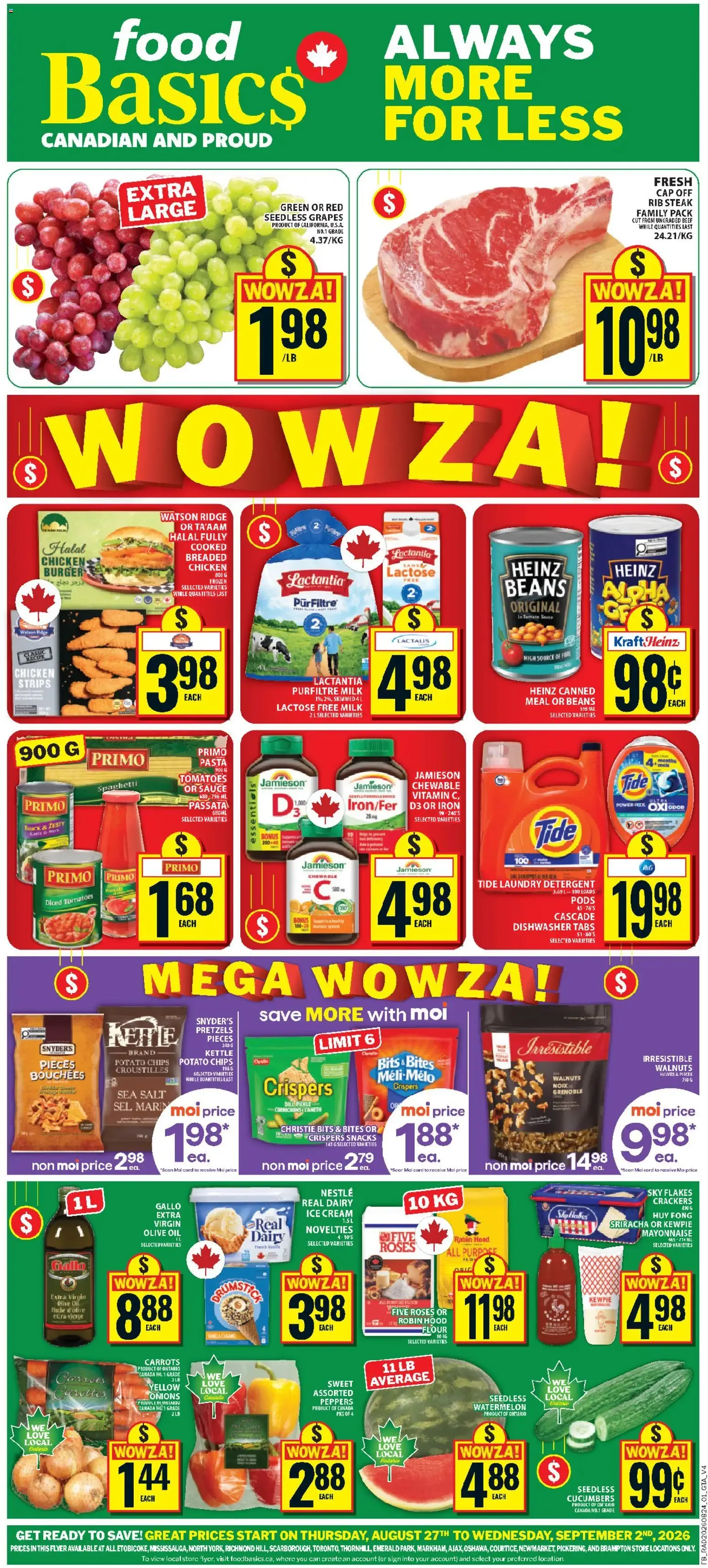 Food Basics weekly flyer / circulaire from Aug 27, 2026 > weekly specials & deals from August 27 to September 2 2026 - flyer page 1