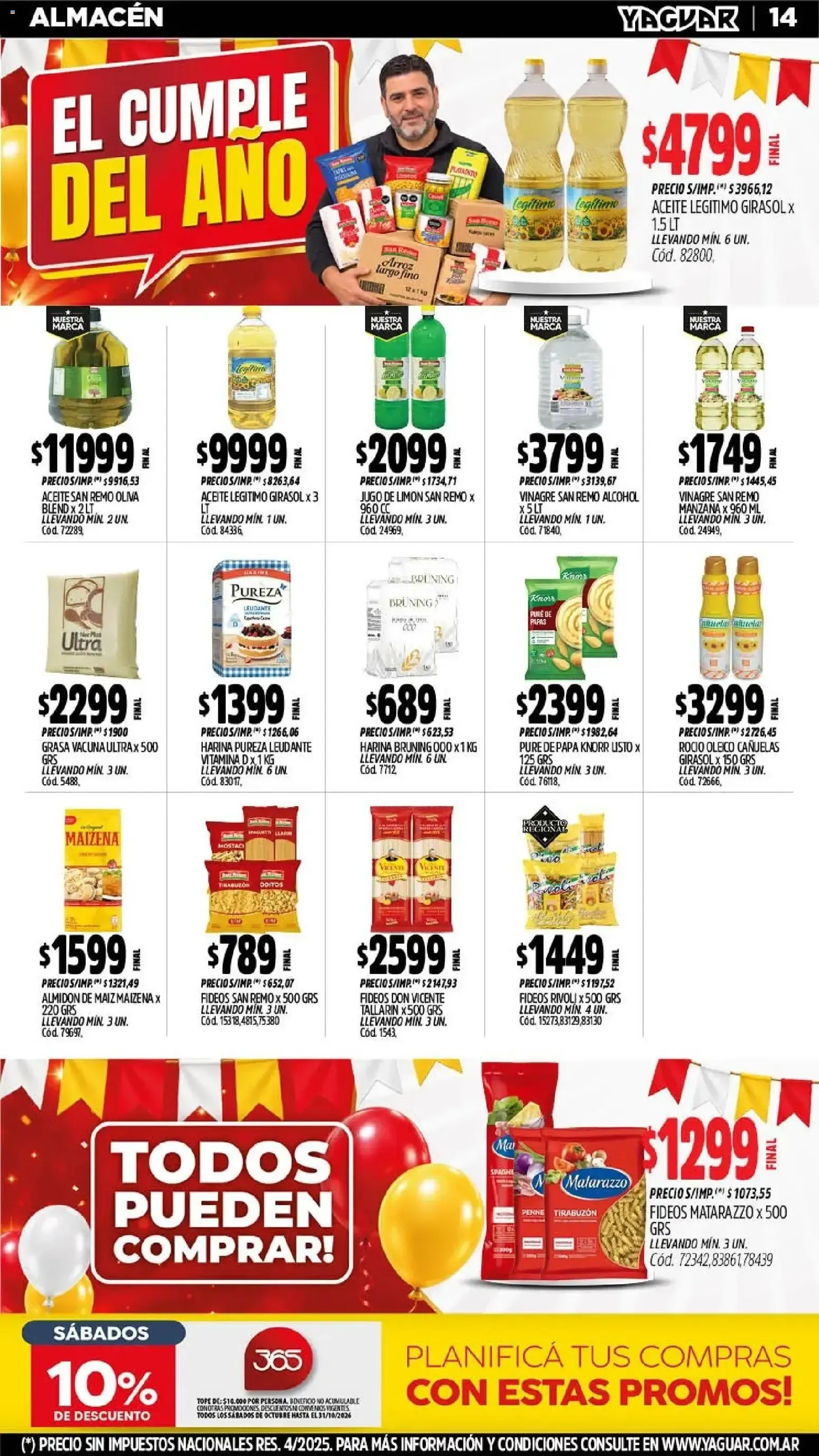 Ofertas de Mayorista Yaguar - El Cumple del Año 38 - Oferta Semanal Salta 5 de octubre al 11 de octubre 2026 - Página 12 del catálogo