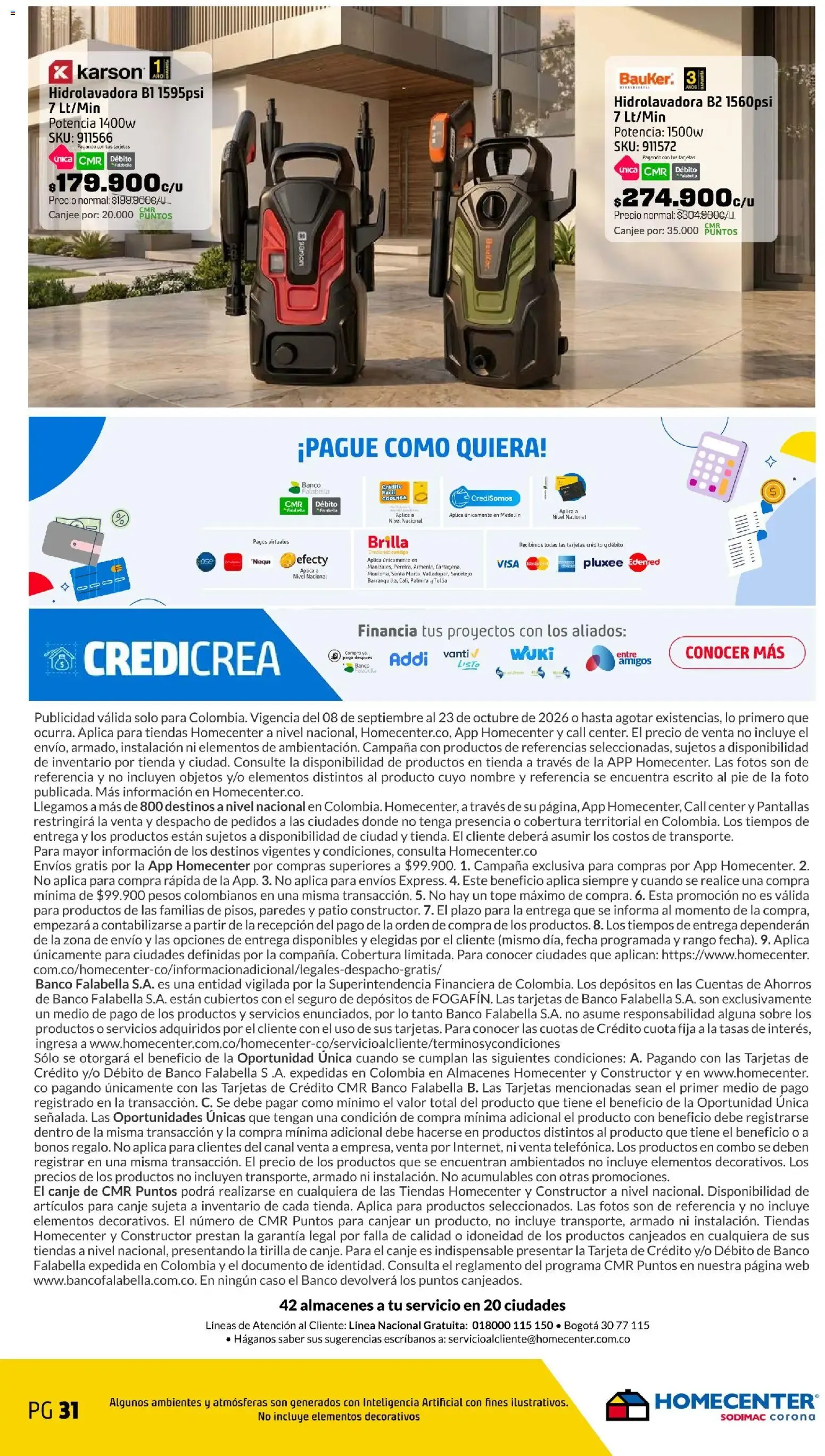 Catalogo de Homecenter catálogo La transformación es imparable desde el 08/09/2026 > Revistas Octubre 8 de septiembre al 23 de octubre 2026 - Pag 31