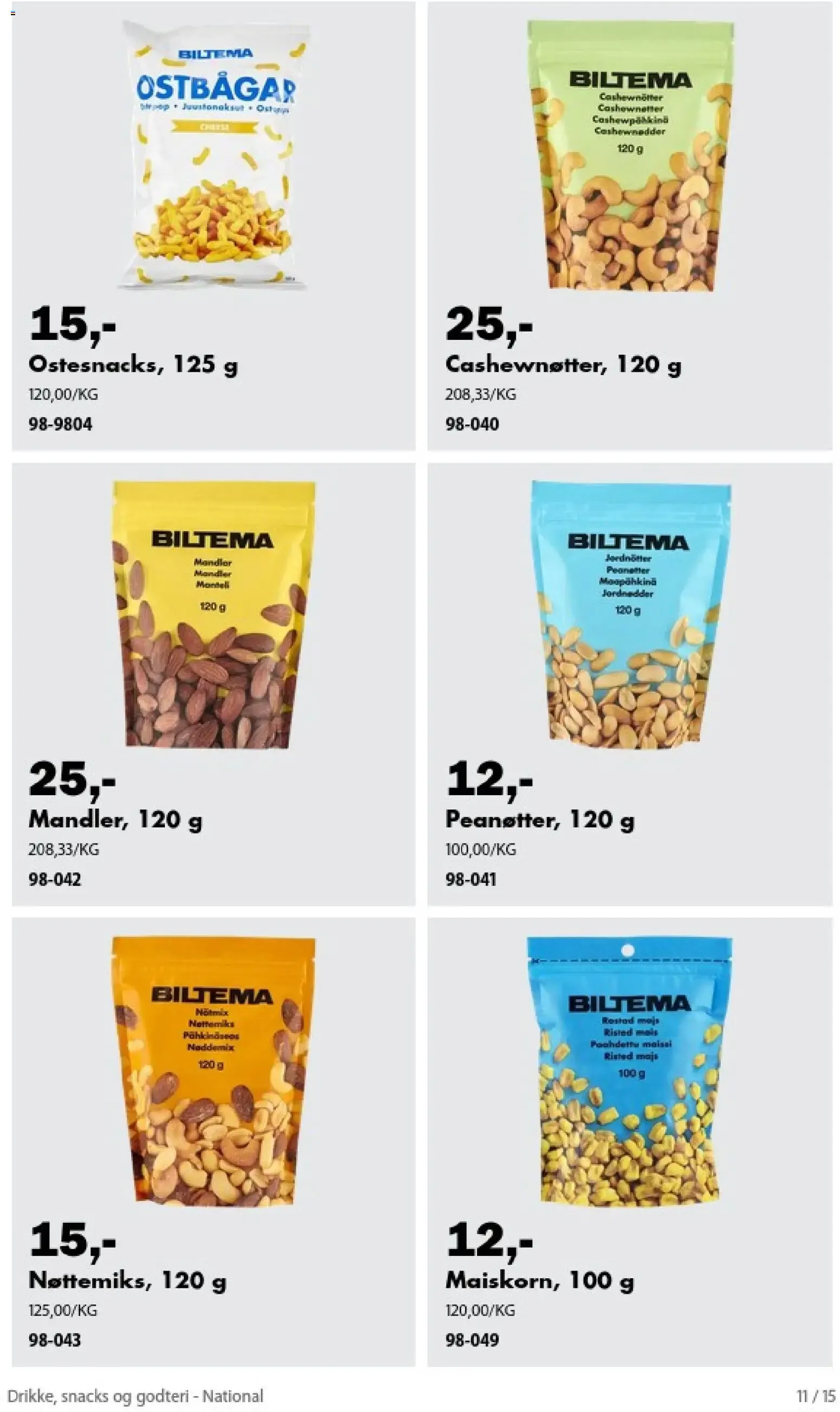 Biltema kundeavis Drikke, snacks og godteri - National (04/09/2026 - 31/12/2026) - Kundeavis og tilbud fra 4. september til 31. desember 2026 - kundeavisside 11