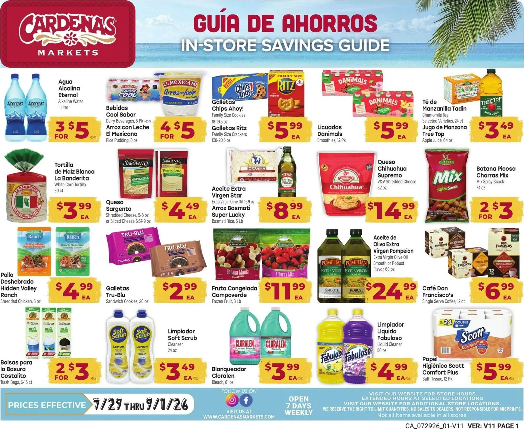 Current Cardenas Markets - August Savings Guide leaflet valid from Wednesday 07/29/2026 to Tuesday 09/01/2026