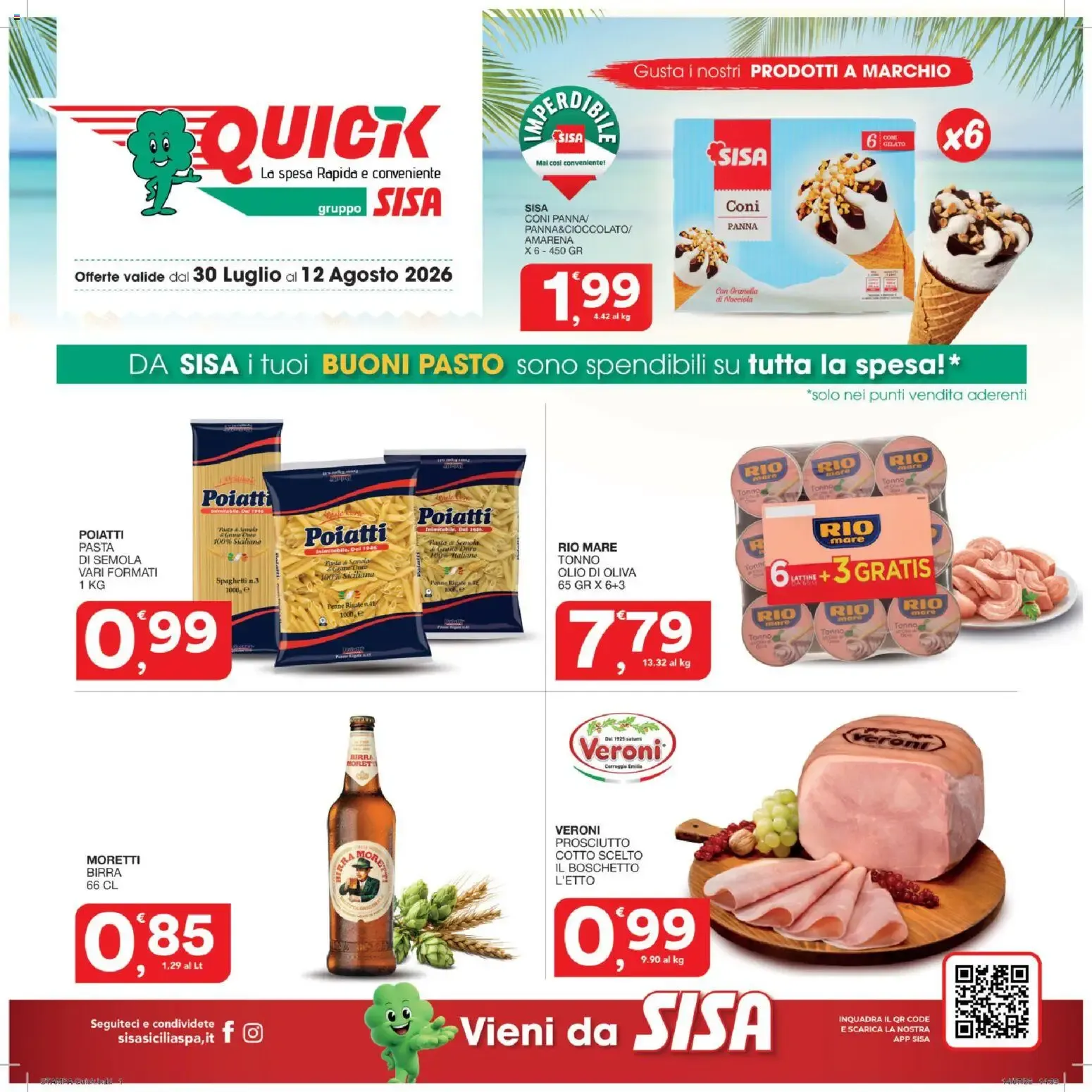 Nuovo SISA volantino Quick dal 30/07/2026 > offerte anteprima 🛍️ da 30 luglio a 12 agosto di 2026 - Pagina del volantino 1