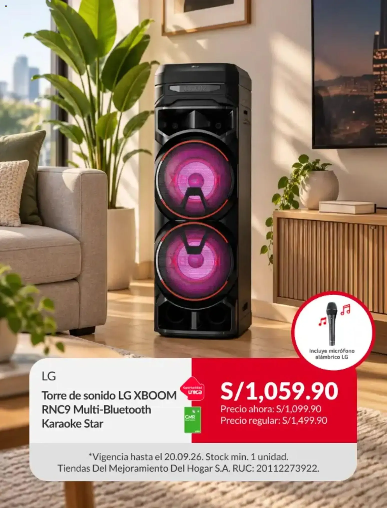 Catalogo de LG Torre de sonido LG XBOOM RNC9 Multi-Bluetooth Karaoke Star 14 de setiembre al 20 de setiembre 2026 - Pag 1