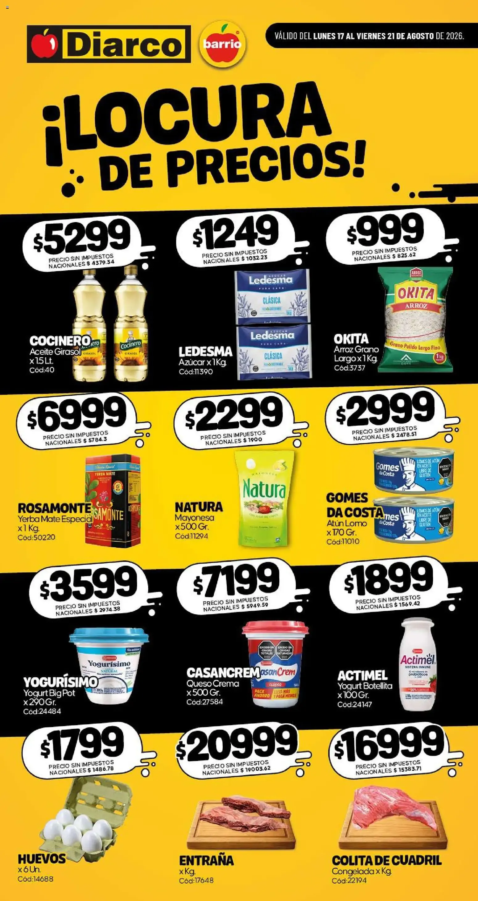 Ofertas de Diarco - Especial Locura De Precios del 17/08/2026 - 21/08/2026 17 de agosto al 21 de agosto 2026 - Página 1 del catálogo