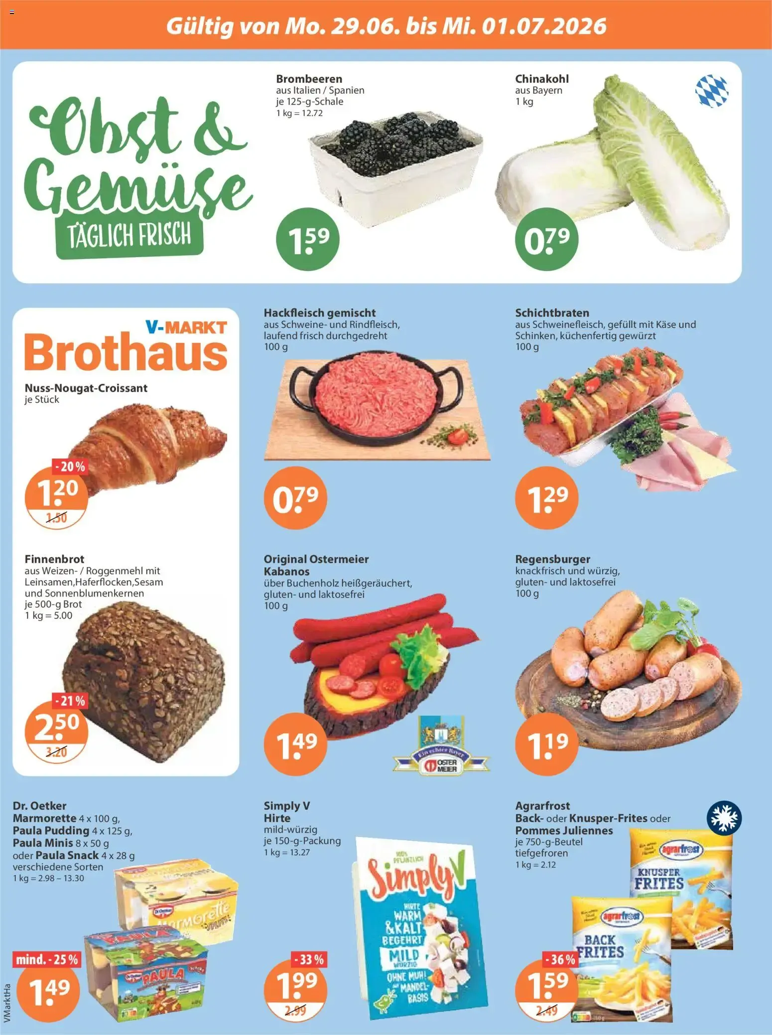 Angebote V-Markt Angebote ab Montag (ab 29.06.2026) von 29. Juni bis 1. Juli 2026 - Prospekt seite 2