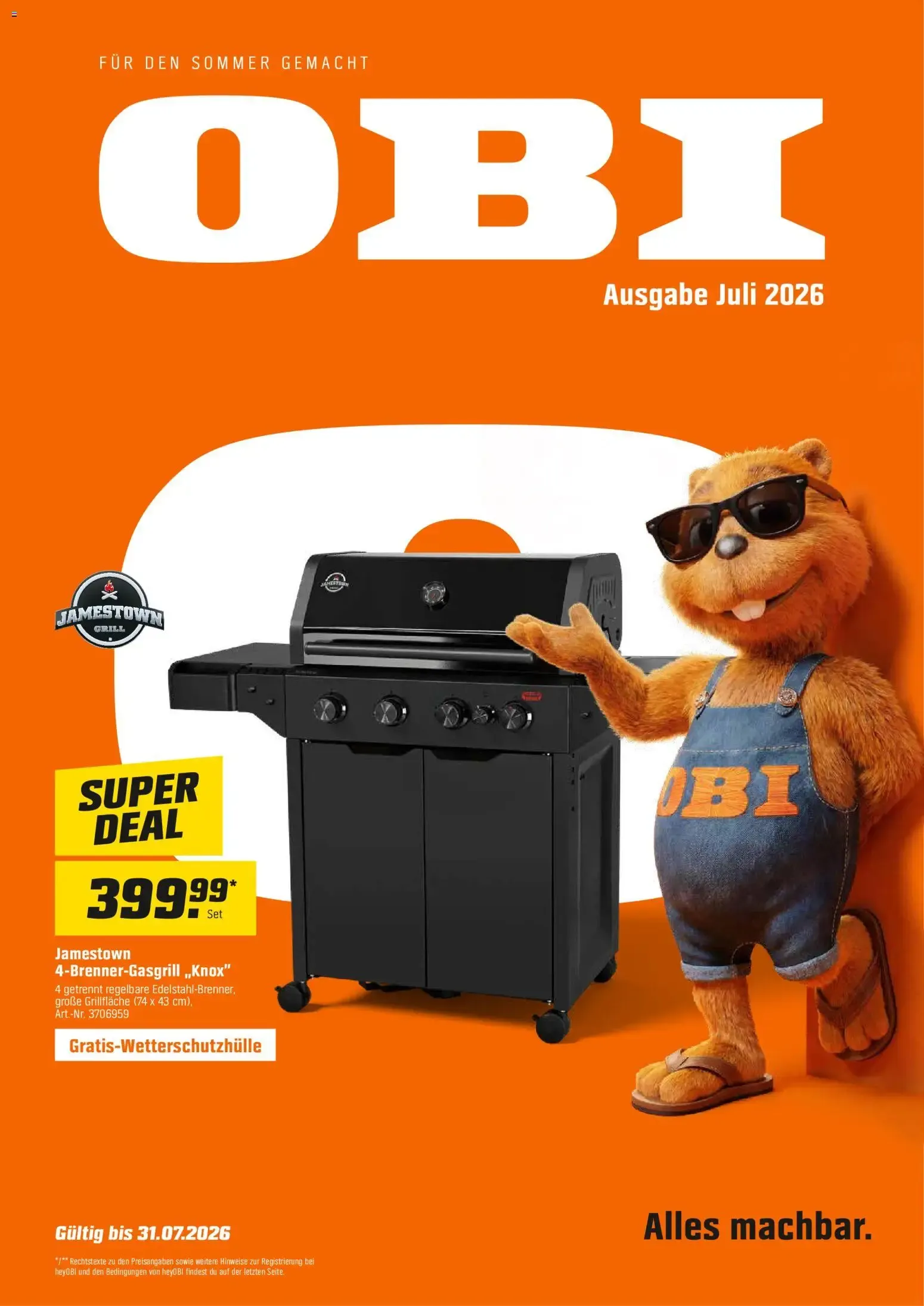 OBI Flugblatt von 01.07.2026 - Aktuelle Angebote von 1. Juli bis 31. Juli 2026 - Flugblätt seite  1