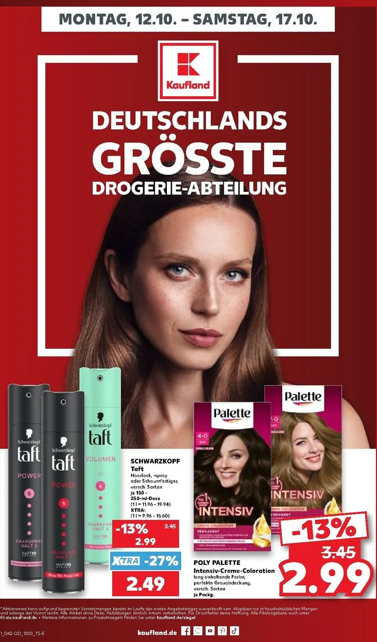 Kaufland: Deutschlands größte Drogerie-Abteilung von 12. Oktober bis 17. Oktober 2026 - Prospekt seite 1