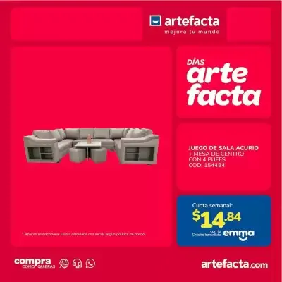 Catalogo de Días Artefacta - Juego de Sala Acurio 4 de septiembre al 19 de septiembre 2026 - Pag 1
