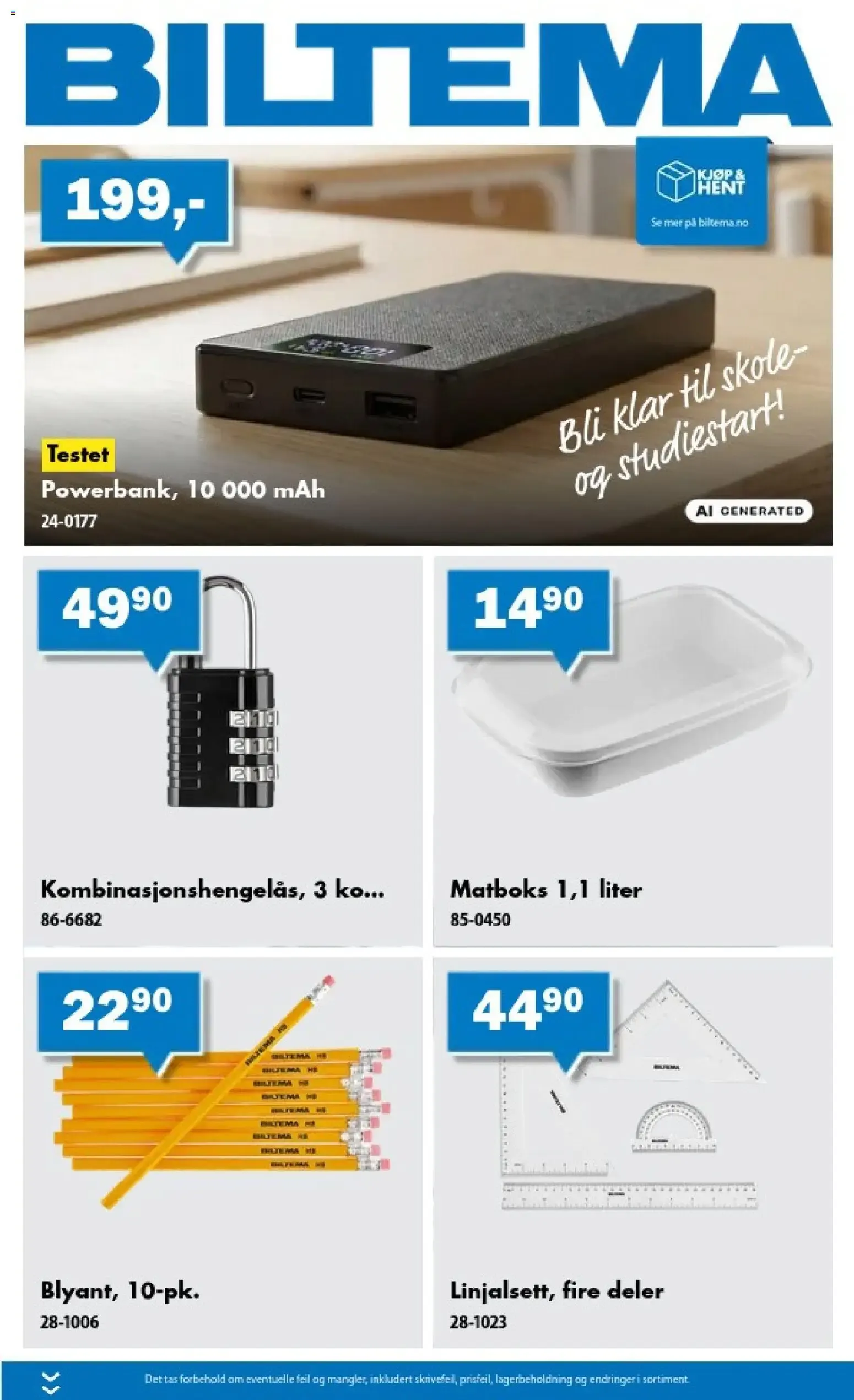 Biltema Brosjyre Skolestart - National (03/08/2026 - 30/08/2026) - Kundeavis og tilbud fra 3. august til 30. august 2026 - kundeavisside 1
