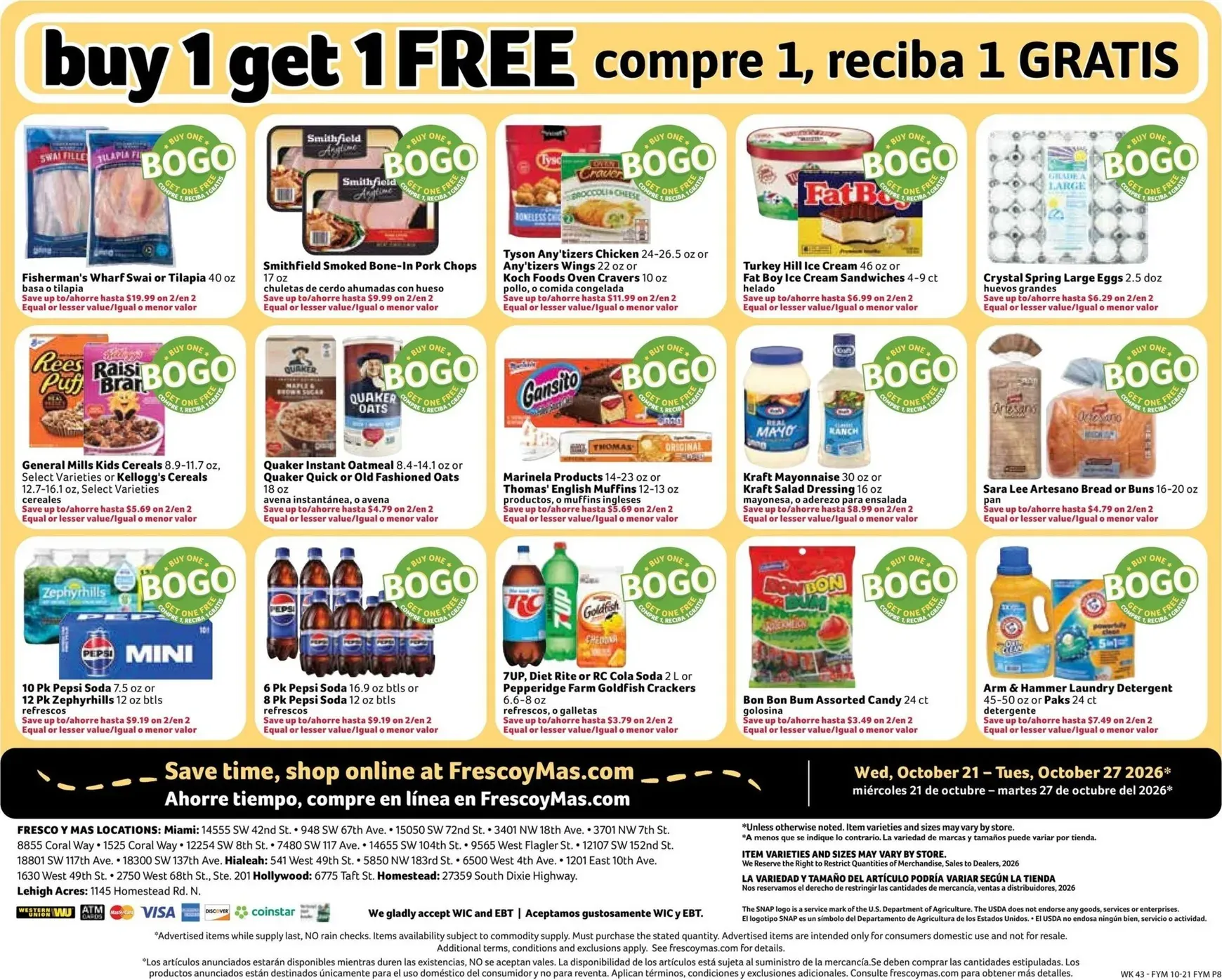 Weekly promotion Fresco Supermarkets Weekly Specials spanning from October 21 to October 27 2026 - Page 8 for Catalogue 365