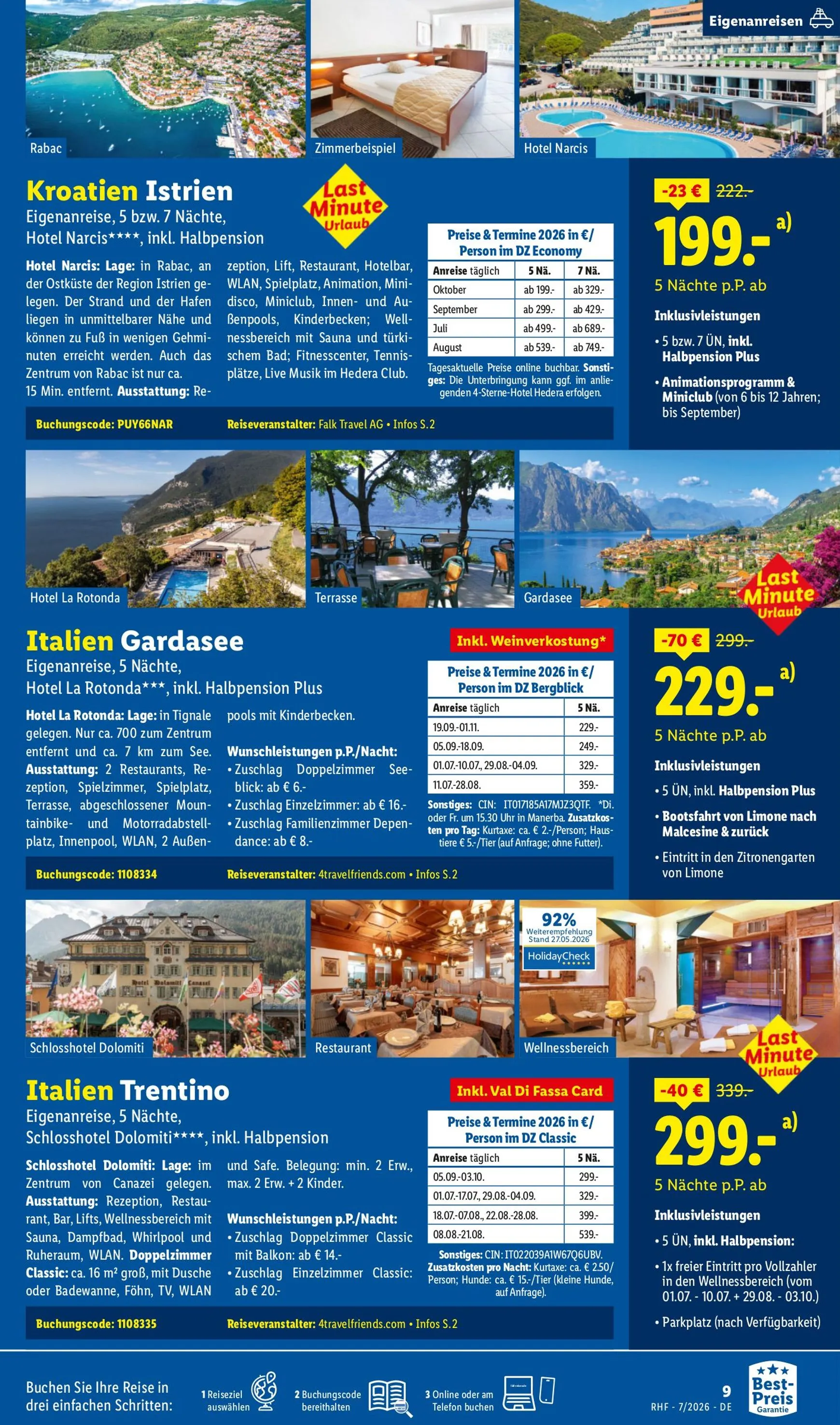 Lidl - Juli Reise-Highlights Prospekt – von Mittwoch 01.07.2026 bis Freitag 31.07.2026 von 1. Juli bis 31. Juli 2026 - Prospekt seite 9