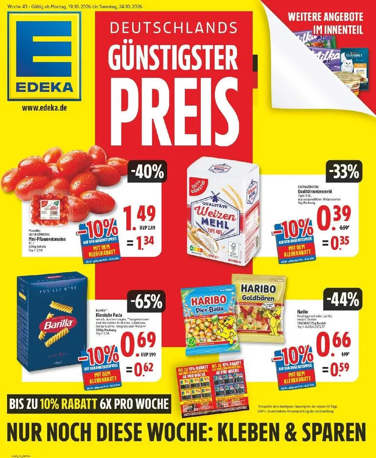 Edeka Prospekt nächste Woche – von Montag 19.10.2026 bis Samstag 24.10.2026 von 19. Oktober bis 24. Oktober 2026 - Prospekt seite 1