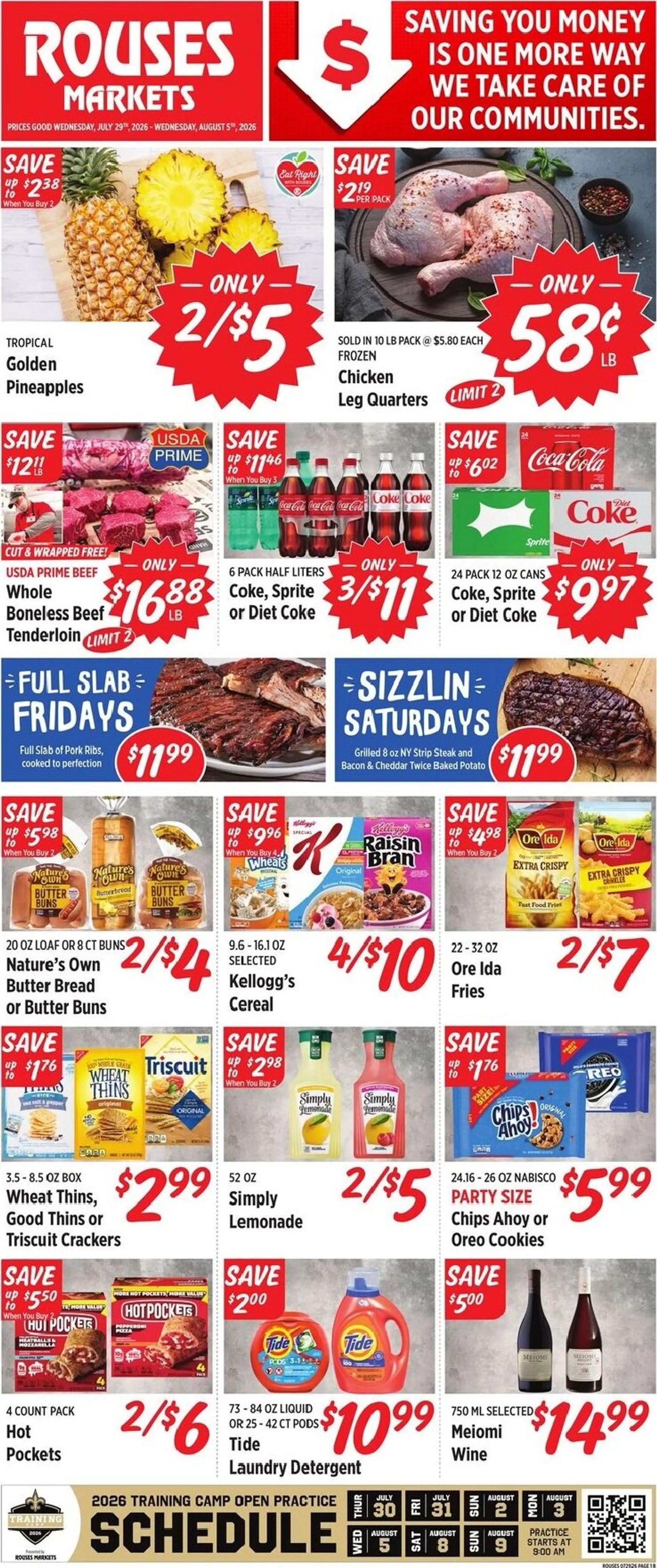 Weekly ad Current Rouses Markets leaflet valid from Wednesday 07/29/2026 to Wednesday 08/05/2026 from July 29 to August 5 2026 - Page 1