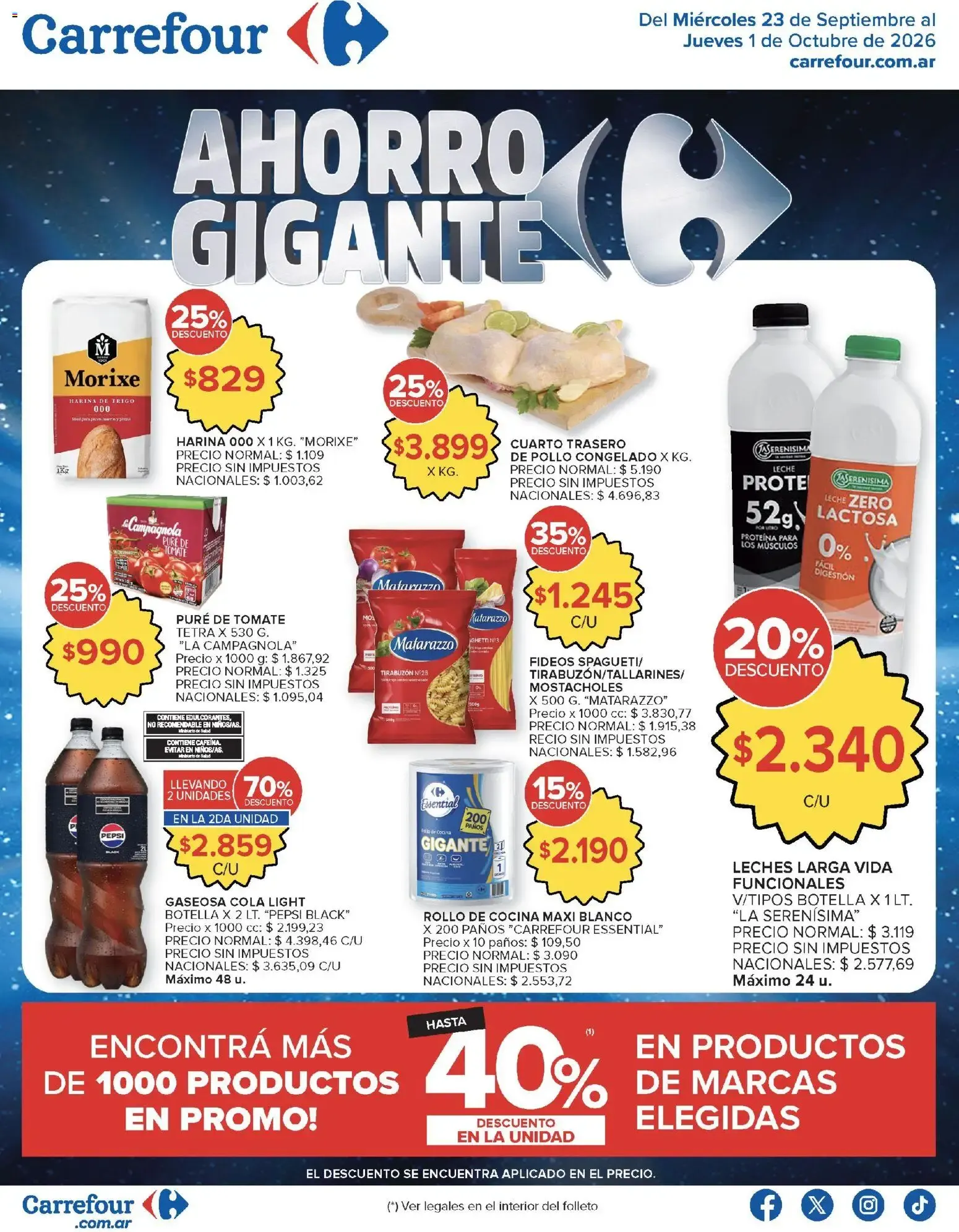 Ofertas de Carrefour - Carrefour Hiper Ofertas || del 23/09/2026 - 02/10/2026 || Promociones 23 de septiembre al 1 de octubre 2026 - Página 1 del catálogo