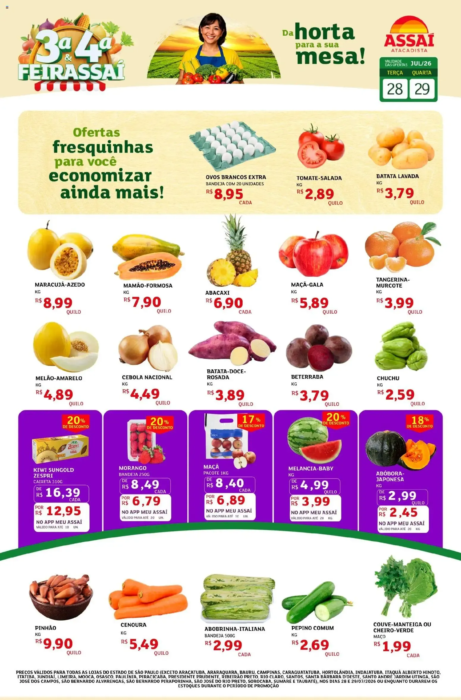 Encarte de 3ª e 4ª Feirassai - Da horta para a sua mesa! Assaí Atacadista 28 de julho até 29 de julho 2026 - Pagina 1