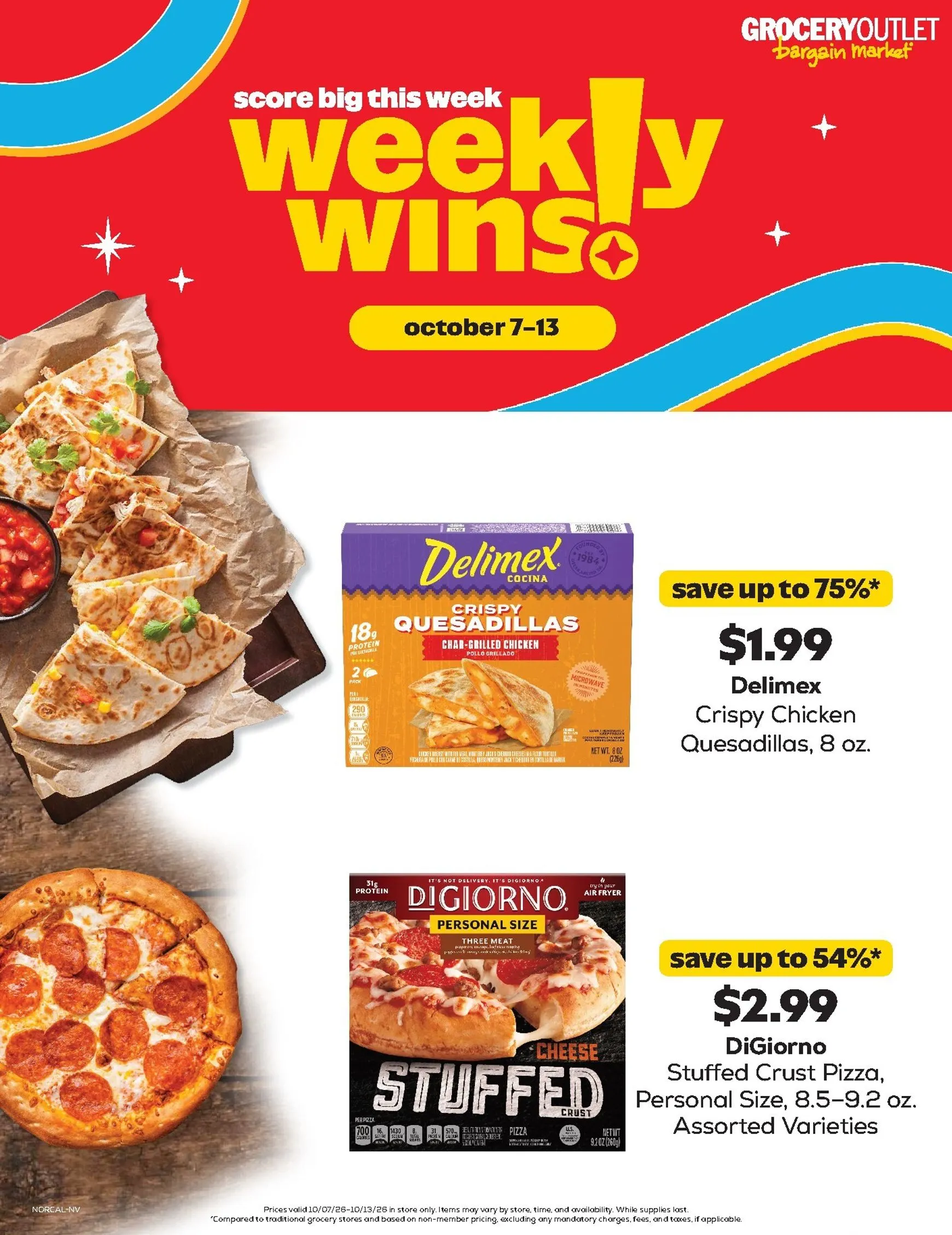 Weekly promotion Current Grocery Outlet leaflet valid from Wednesday 10/07/2026 to Tuesday 10/13/2026 spanning from October 7 to October 13 2026 - Page 1 for Catalogue 365