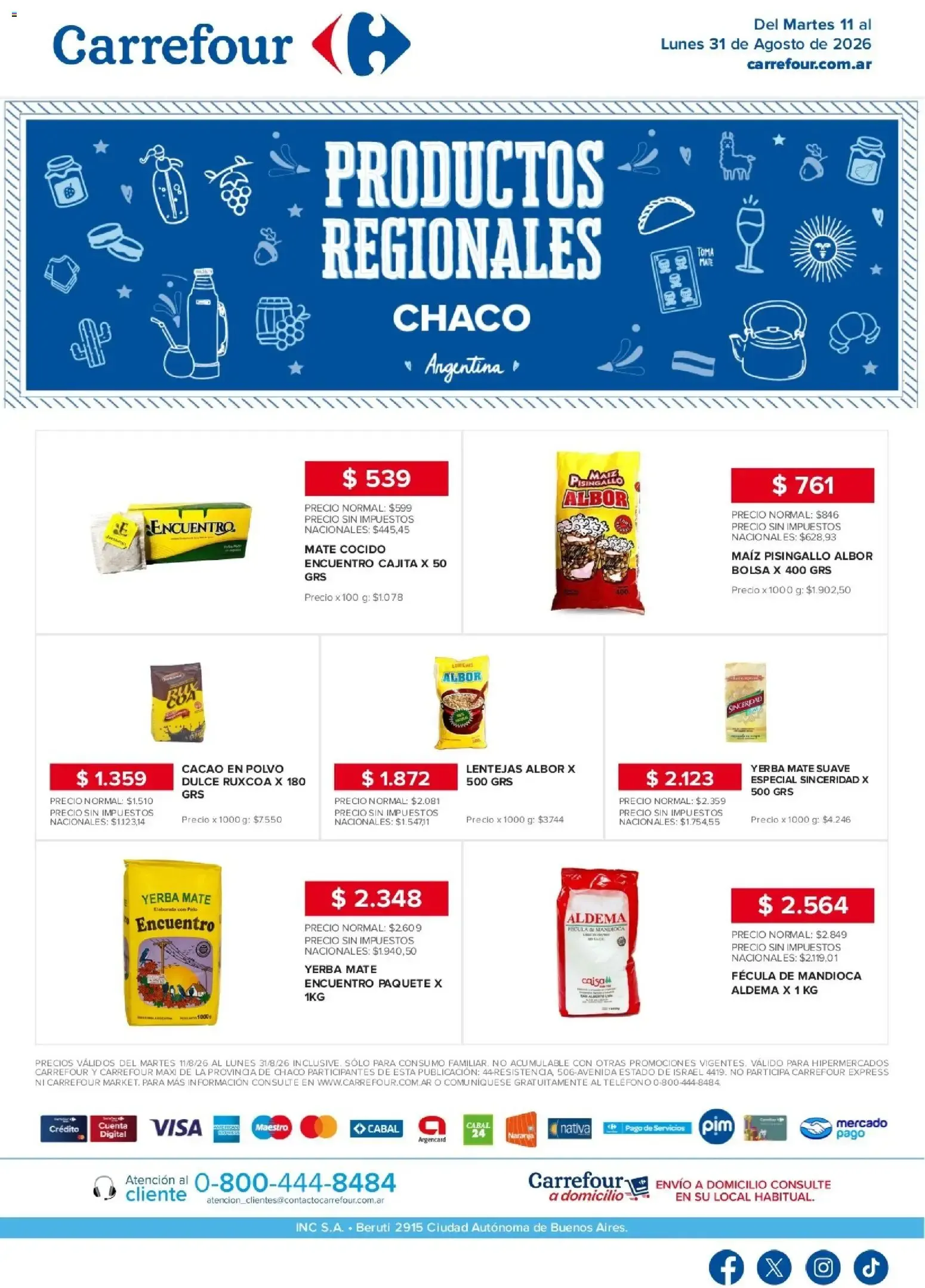 Ofertas de Carrefour - Regionales | Chaco || del 11/08/2026 - 31/08/2026 || Promociones 11 de agosto al 31 de agosto 2026 - Página 1 del catálogo