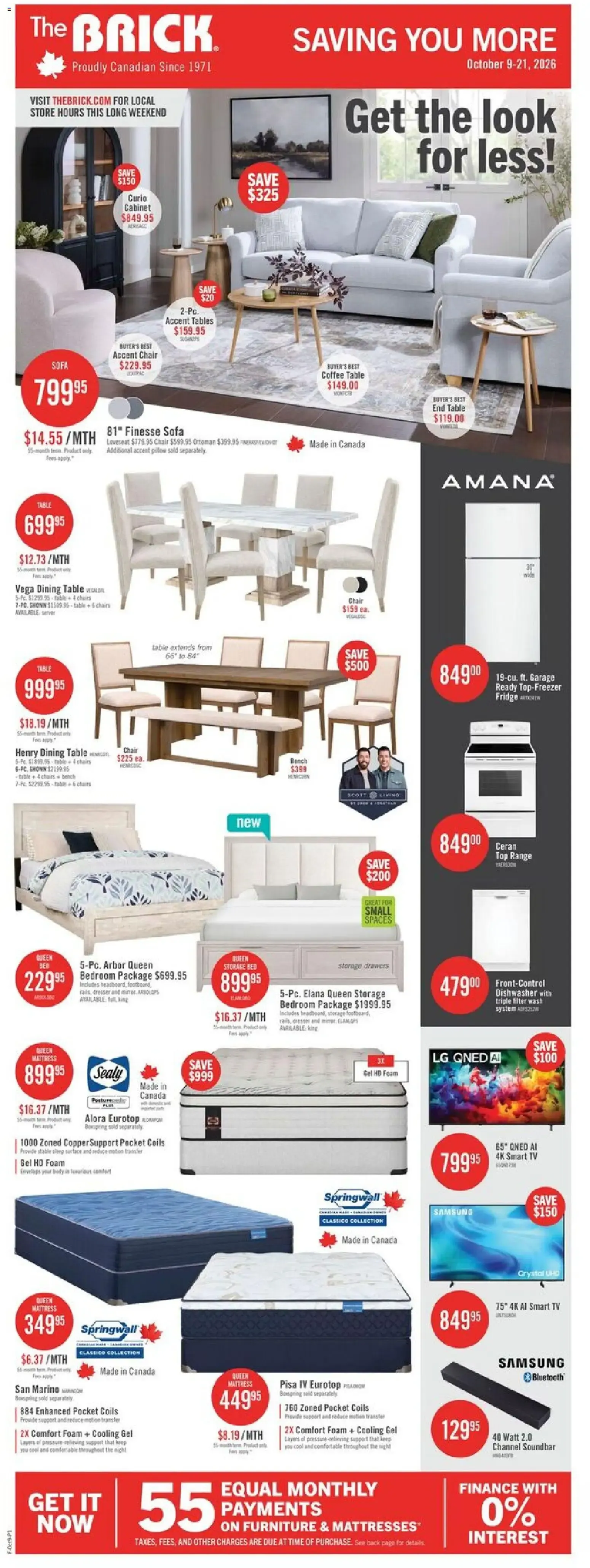 The Brick weekly flyer / circulaire from Oct 9, 2026 > weekly specials & deals from October 9 to October 21 2026 - flyer page 1