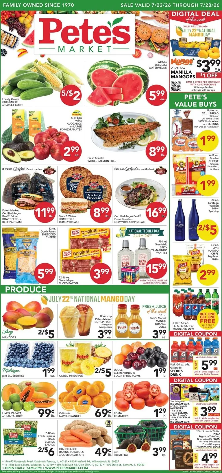 Weekly promotion Current Pete's Fresh Market - Oakbrook Terrace leaflet valid from Wednesday 07/22/2026 to Tuesday 07/28/2026 spanning from July 22 to July 28 2026 - Page 1 for Catalogue 365
