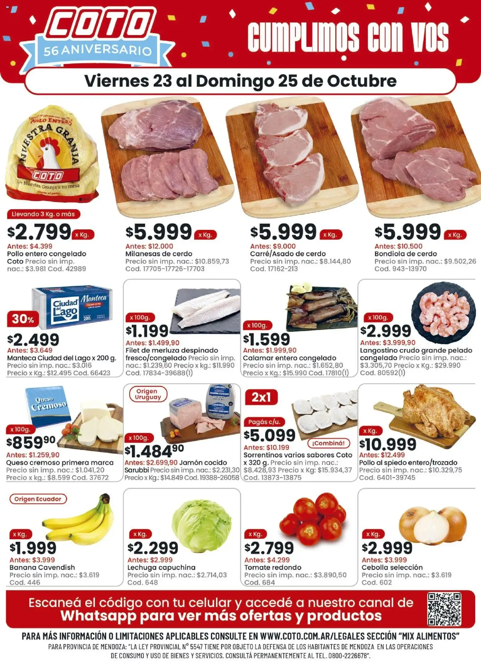Ofertas de Coto 56 Aniversario Cumplimos con Vos 23 de octubre al 25 de octubre 2026 - Página 1 del catálogo
