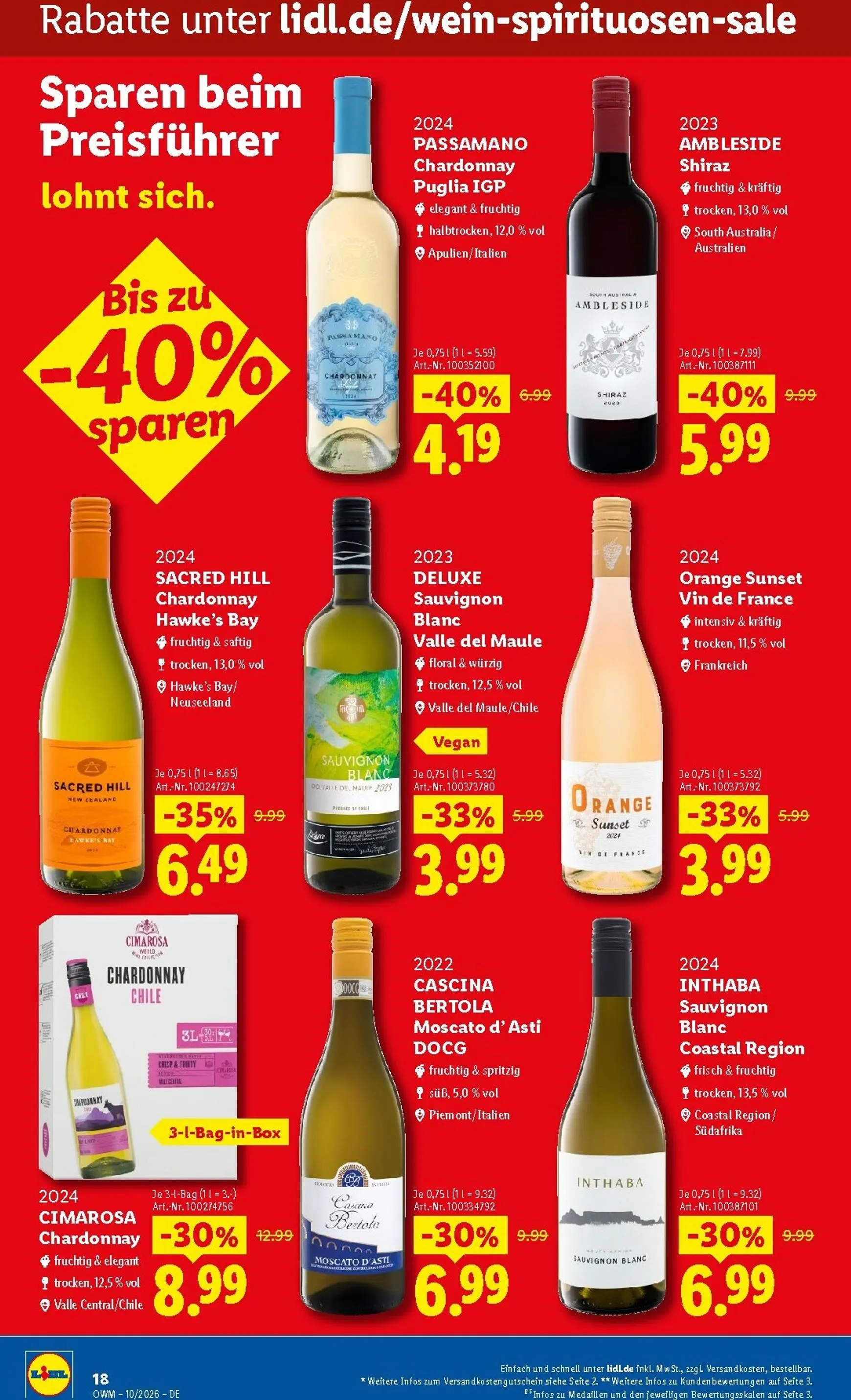Lidl - Wein & Spirituosen Prospekt – von Donnerstag 01.10.2026 bis Samstag 31.10.2026 von 1. Oktober bis 31. Oktober 2026 - Prospekt seite 18