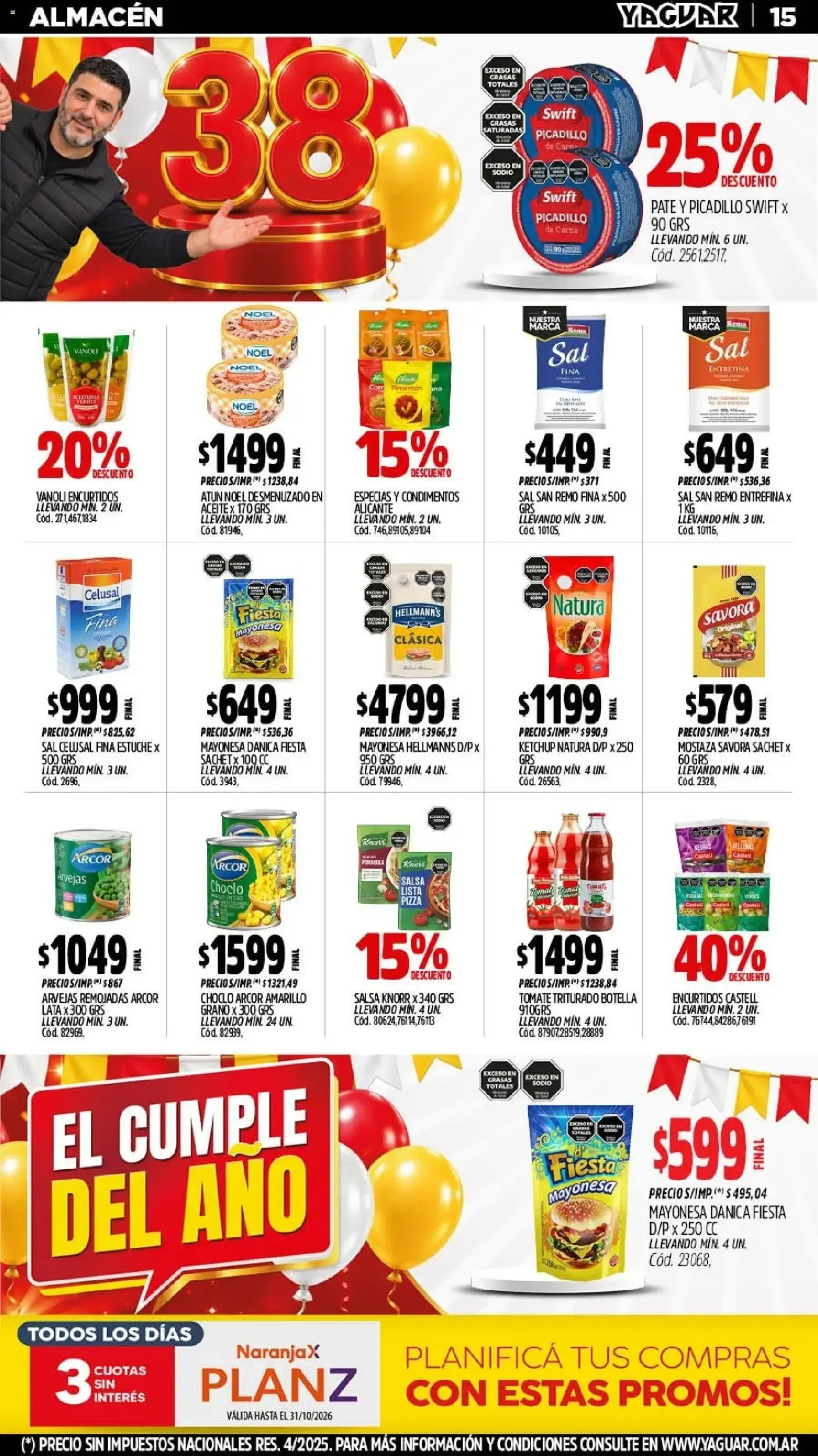 Ofertas de Mayorista Yaguar - El Cumple del Año 38 - Oferta Semanal Salta 5 de octubre al 11 de octubre 2026 - Página 13 del catálogo