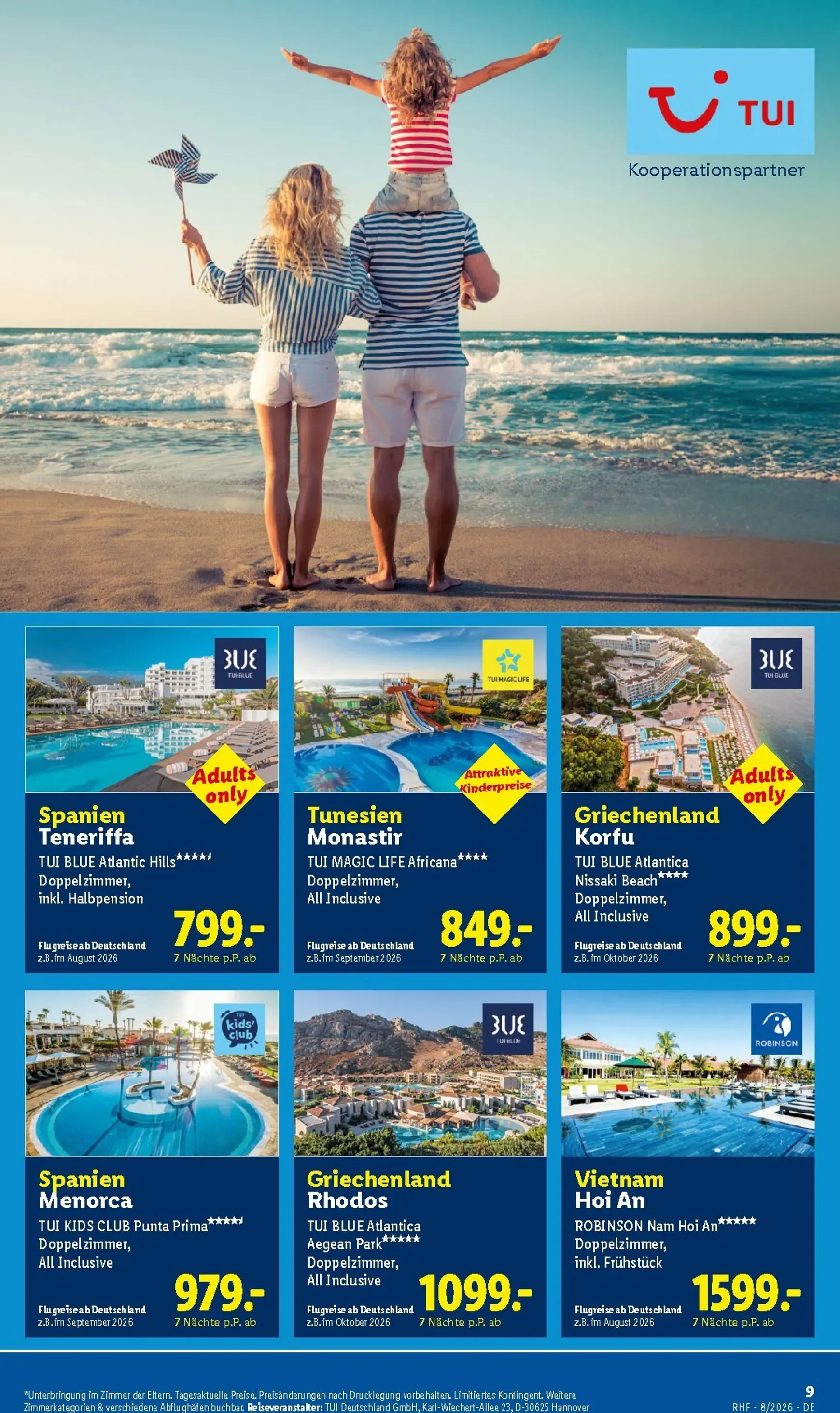 Lidl August Reise-Highlights Prospekt – von Mittwoch 29.07.2026 bis Montag 31.08.2026 von 29. Juli bis 31. August 2026 - Prospekt seite 9