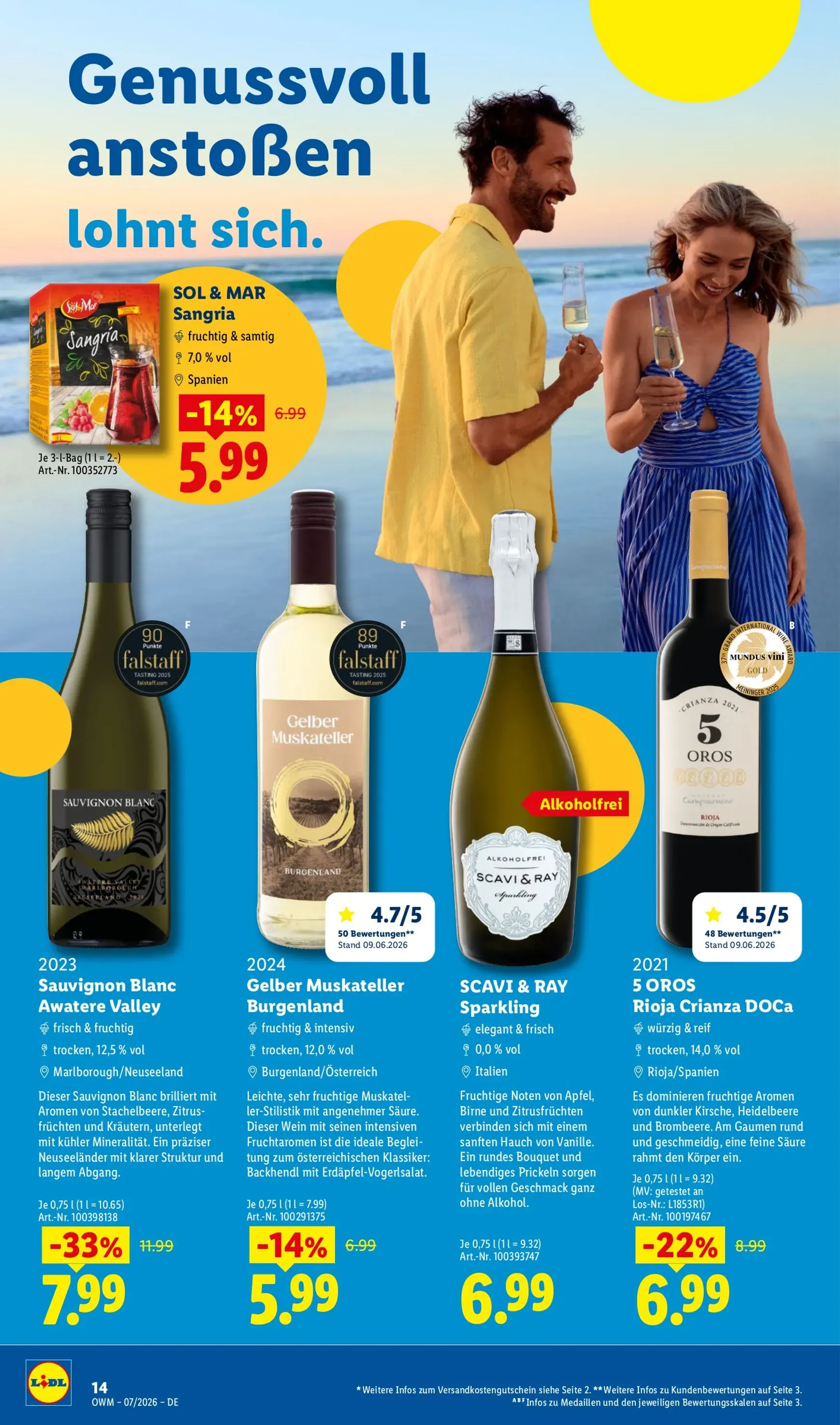 Lidl - Wein & Spirituosen Prospekt – von Mittwoch 01.07.2026 bis Freitag 31.07.2026 von 1. Juli bis 31. Juli 2026 - Prospekt seite 14