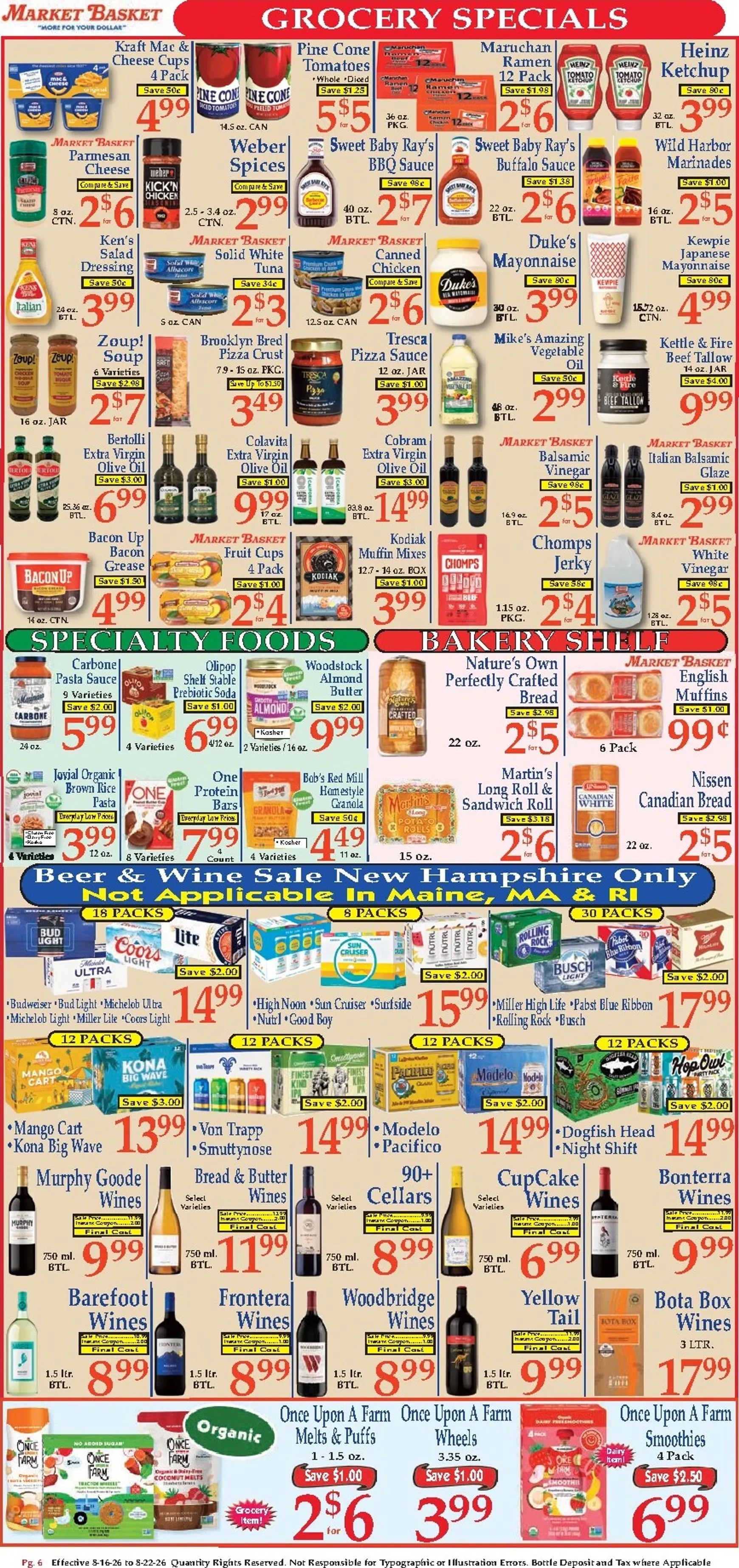 Weekly promotion Current Market Basket leaflet valid from Sunday 08/16/2026 to Saturday 08/22/2026 spanning from August 16 to August 22 2026 - Page 6 for Catalogue 365